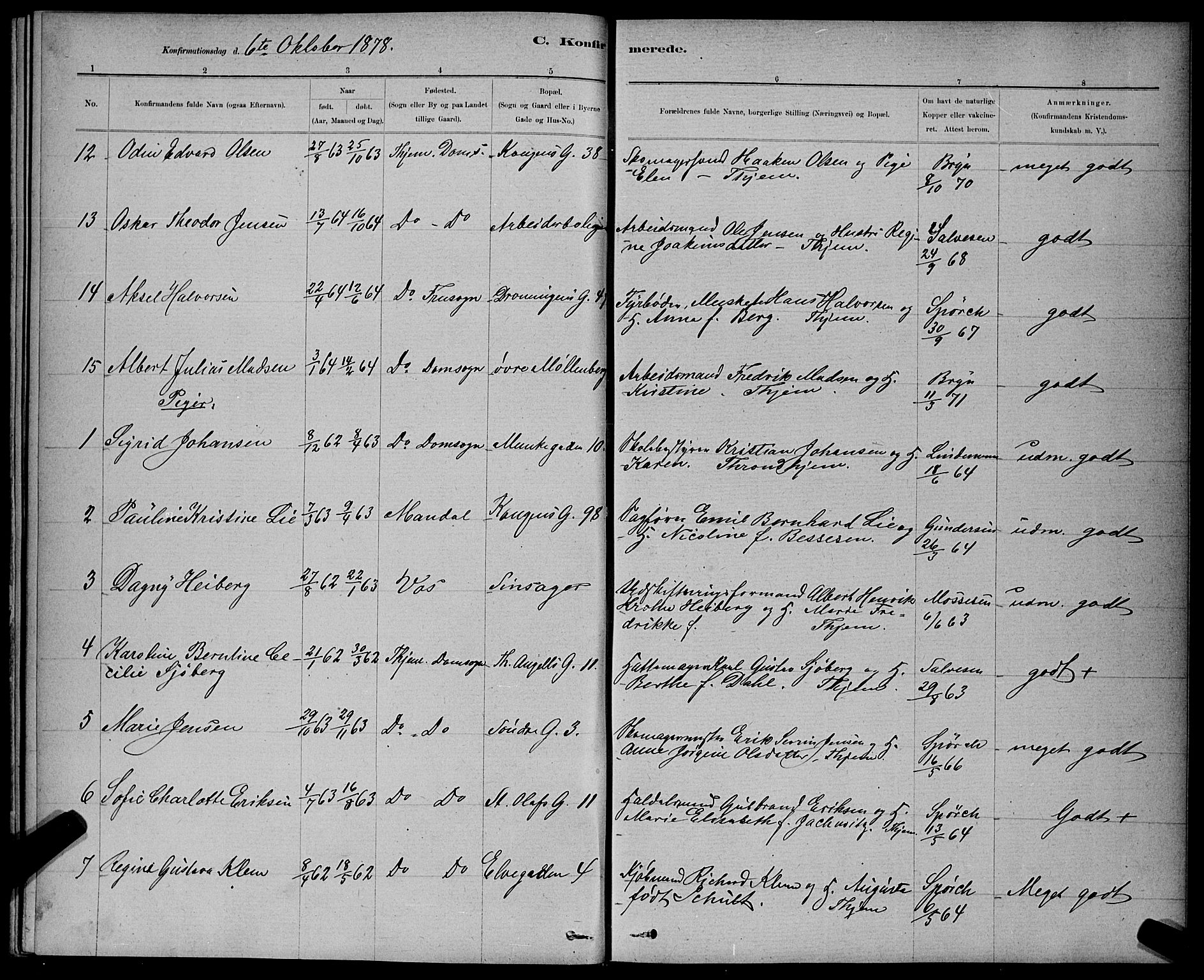 Ministerialprotokoller, klokkerbøker og fødselsregistre - Sør-Trøndelag, AV/SAT-A-1456/601/L0091: Parish register (copy) no. 601C09, 1878-1883