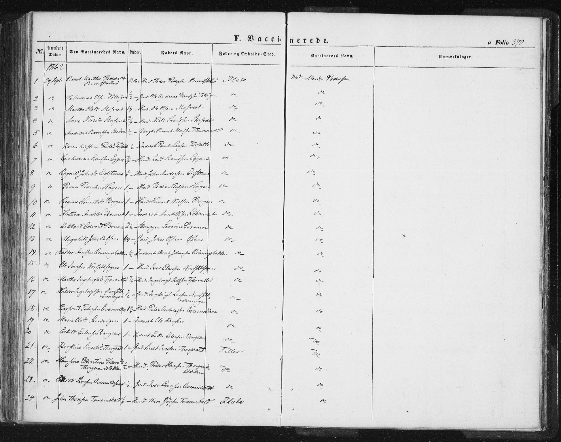 Ministerialprotokoller, klokkerbøker og fødselsregistre - Sør-Trøndelag, SAT/A-1456/618/L0441: Parish register (official) no. 618A05, 1843-1862, p. 370