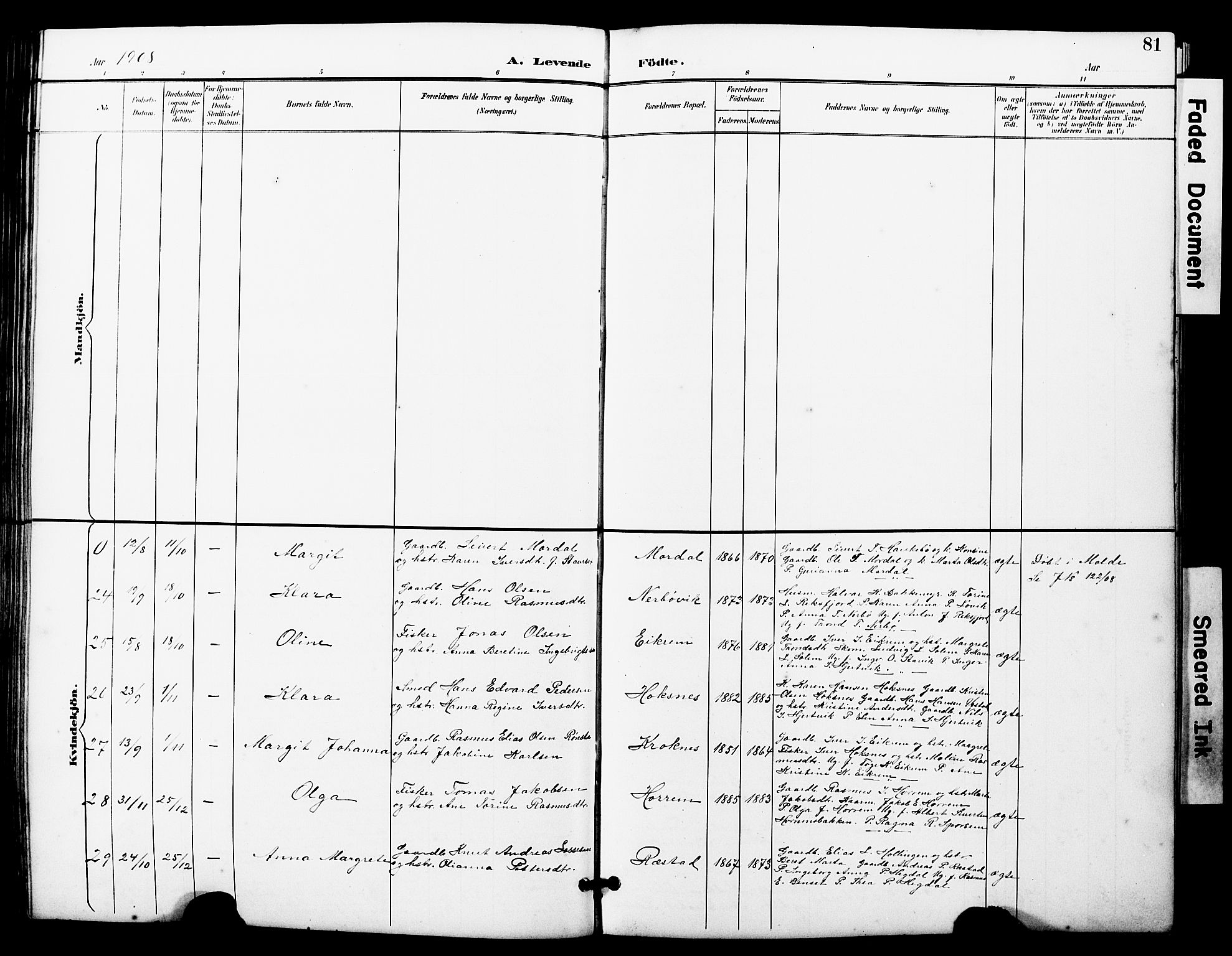 Ministerialprotokoller, klokkerbøker og fødselsregistre - Møre og Romsdal, AV/SAT-A-1454/560/L0725: Parish register (copy) no. 560C02, 1895-1930, p. 81