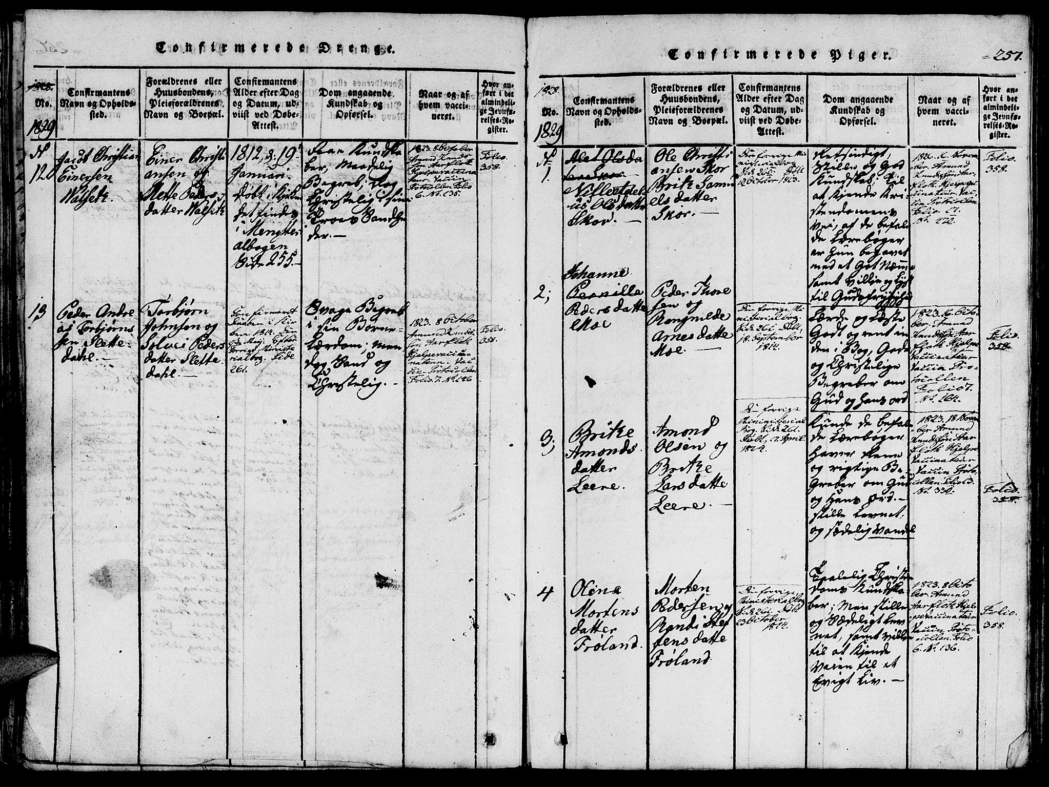 Ministerialprotokoller, klokkerbøker og fødselsregistre - Møre og Romsdal, AV/SAT-A-1454/515/L0207: Parish register (official) no. 515A03, 1819-1829, p. 257