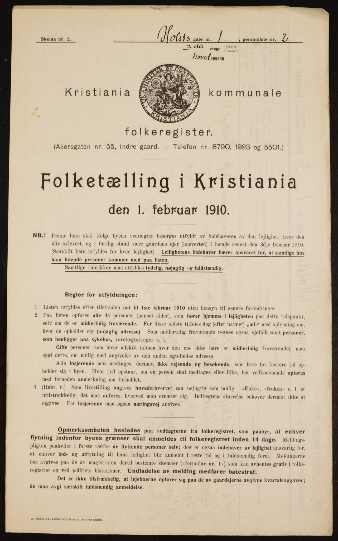 OBA, Municipal Census 1910 for Kristiania, 1910, p. 40109