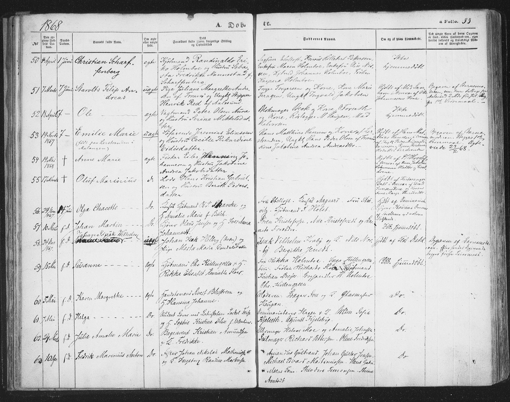 Tromsø sokneprestkontor/stiftsprosti/domprosti, SATØ/S-1343/G/Ga/L0012kirke: Parish register (official) no. 12, 1865-1871, p. 33