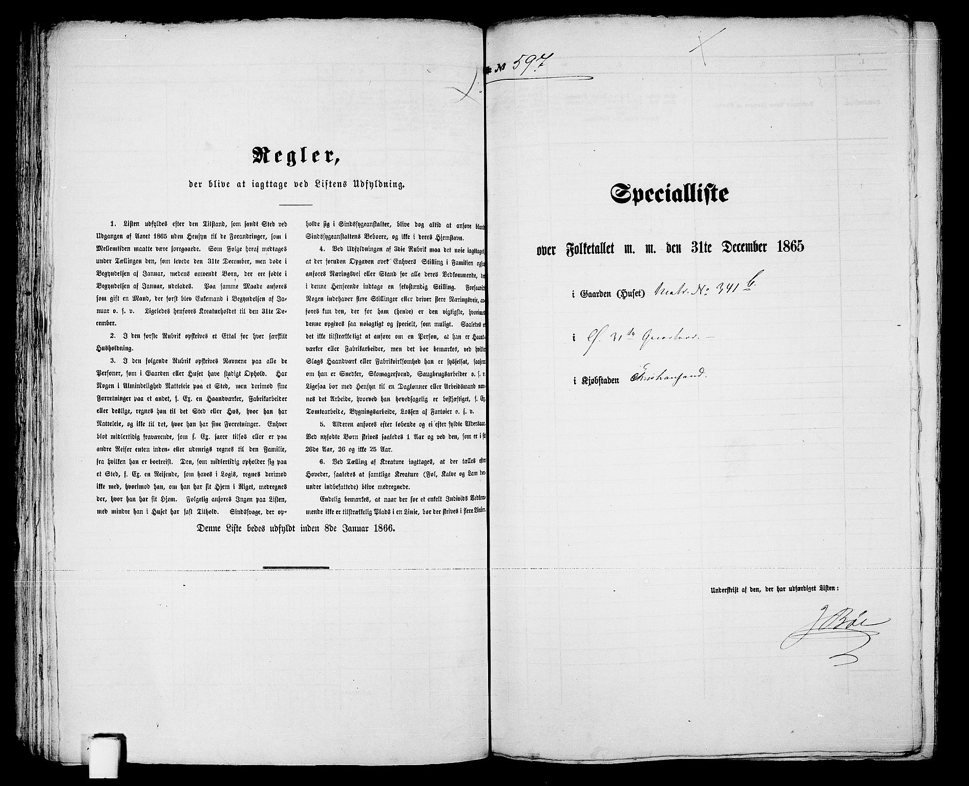 RA, 1865 census for Kristiansand, 1865, p. 1220