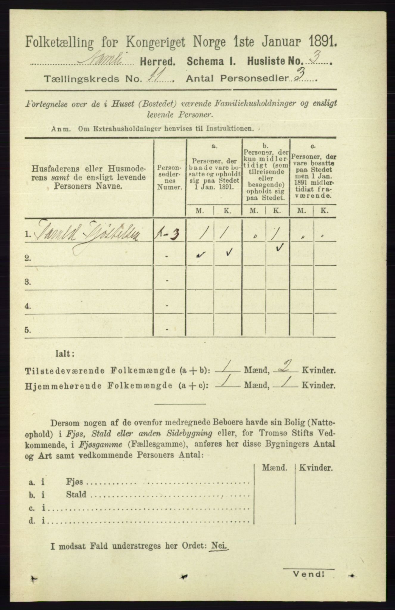 RA, 1891 census for 0929 Åmli, 1891, p. 1825