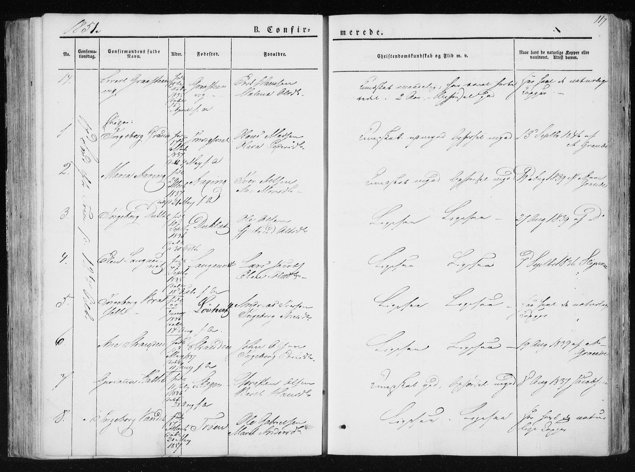 Ministerialprotokoller, klokkerbøker og fødselsregistre - Nord-Trøndelag, AV/SAT-A-1458/733/L0323: Parish register (official) no. 733A02, 1843-1870, p. 117