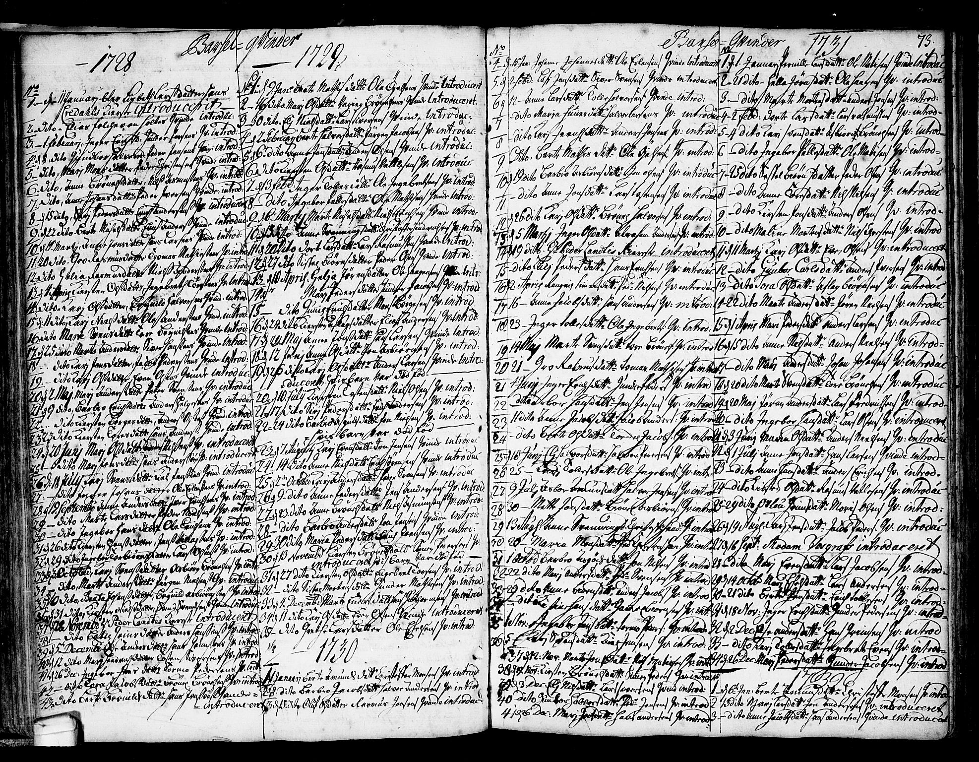 Idd prestekontor Kirkebøker, SAO/A-10911/F/Fa/L0001: Parish register (official) no. I 1, 1720-1769, p. 73