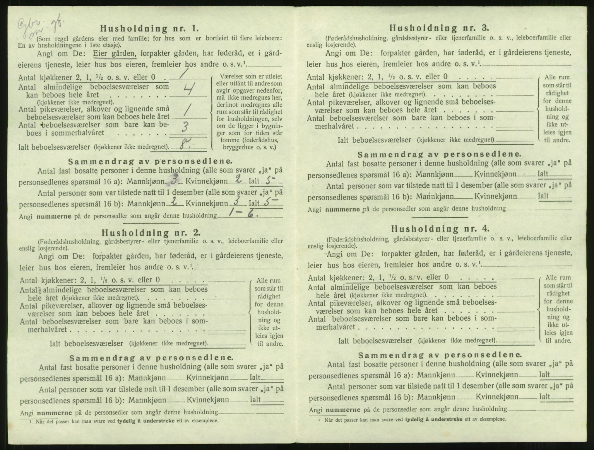 SAT, 1920 census for Aure, 1920, p. 95