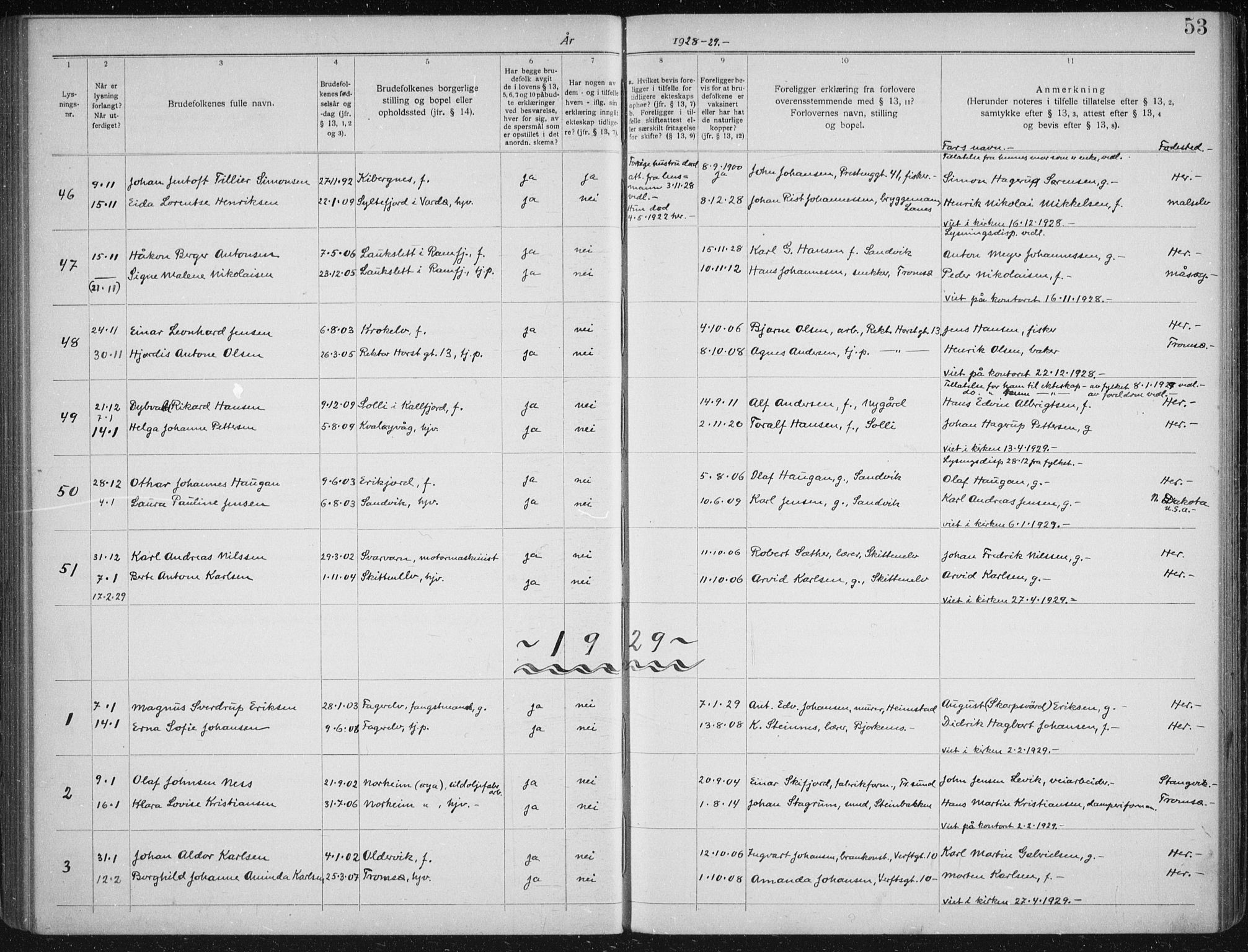 Tromsøysund sokneprestkontor, SATØ/S-1304/H/Hc/L0059: Banns register no. 59, 1919-1937, p. 53