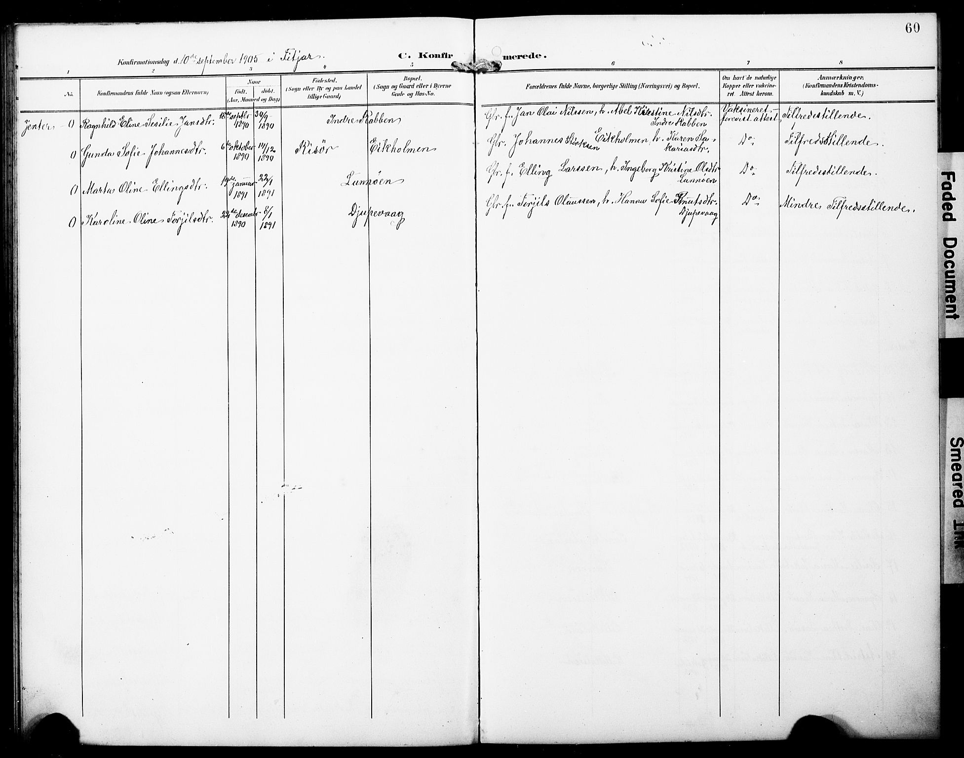 Austevoll sokneprestembete, AV/SAB-A-74201/H/Hab: Parish register (copy) no. B 5, 1902-1910, p. 60