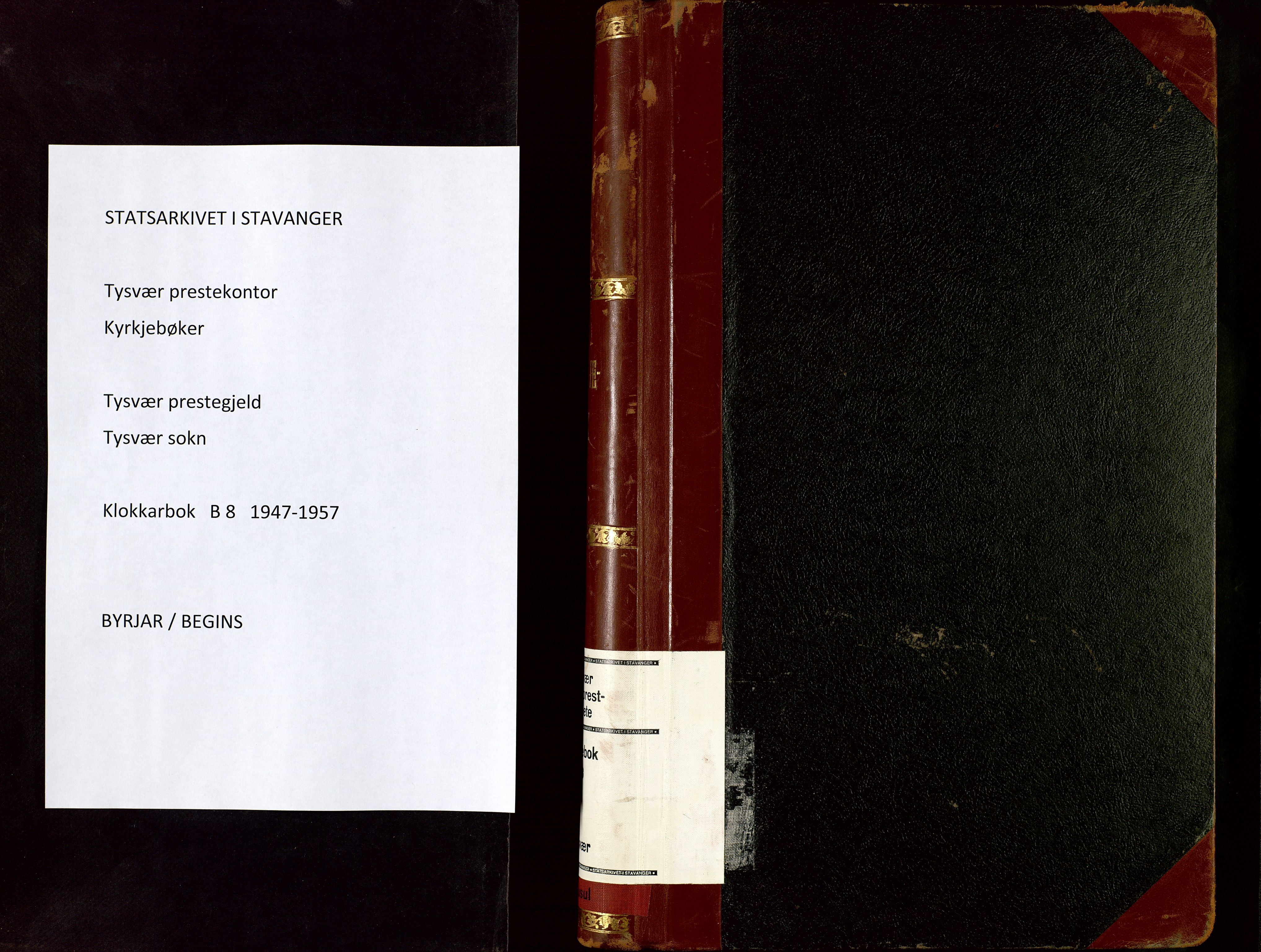 Tysvær sokneprestkontor, SAST/A -101864/H/Ha/Hab/L0008: Parish register (copy) no. B 8, 1947-1957