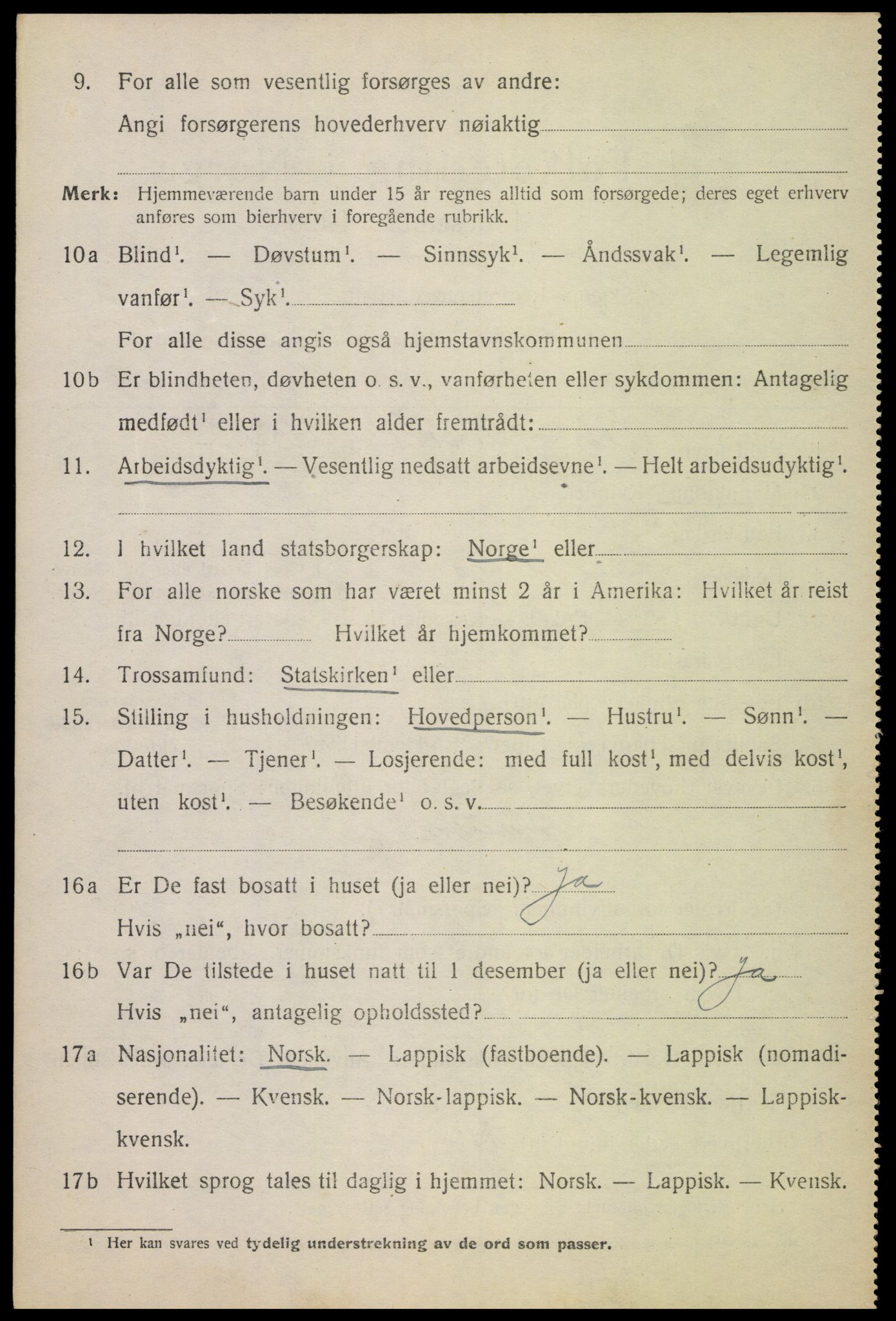 SAT, 1920 census for Ankenes, 1920, p. 3430