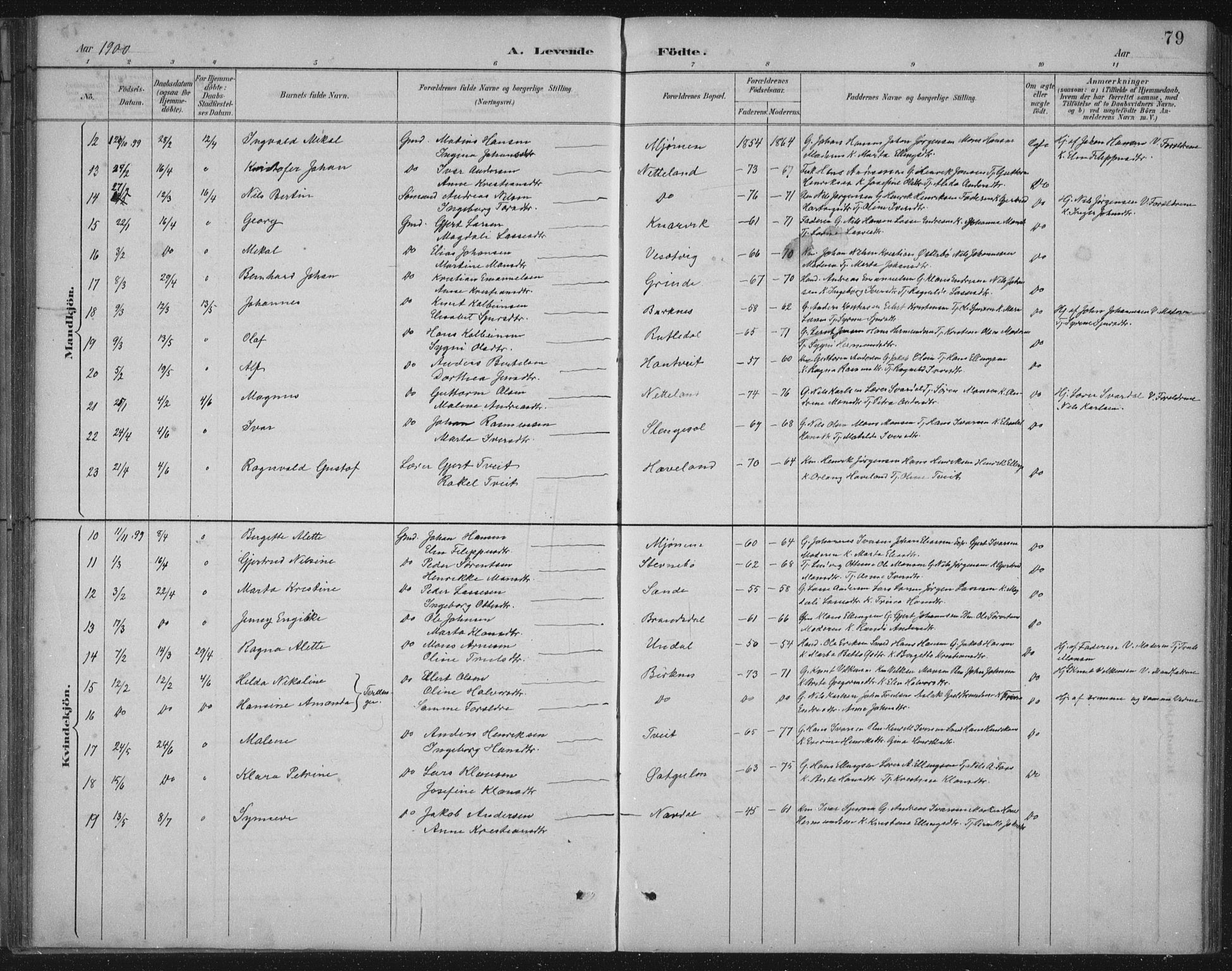 Gulen sokneprestembete, AV/SAB-A-80201/H/Hab/Habb/L0003: Parish register (copy) no. B 3, 1884-1907, p. 79