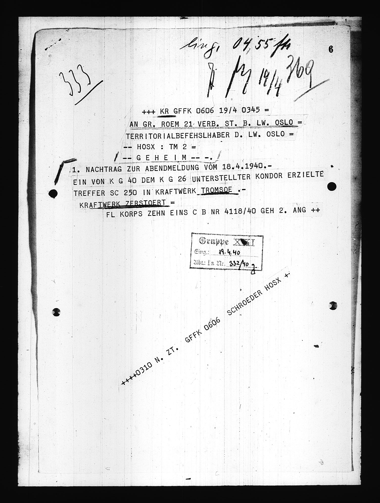 Documents Section, AV/RA-RAFA-2200/V/L0076: Amerikansk mikrofilm "Captured German Documents".
Box No. 715.  FKA jnr. 619/1954., 1940, p. 651