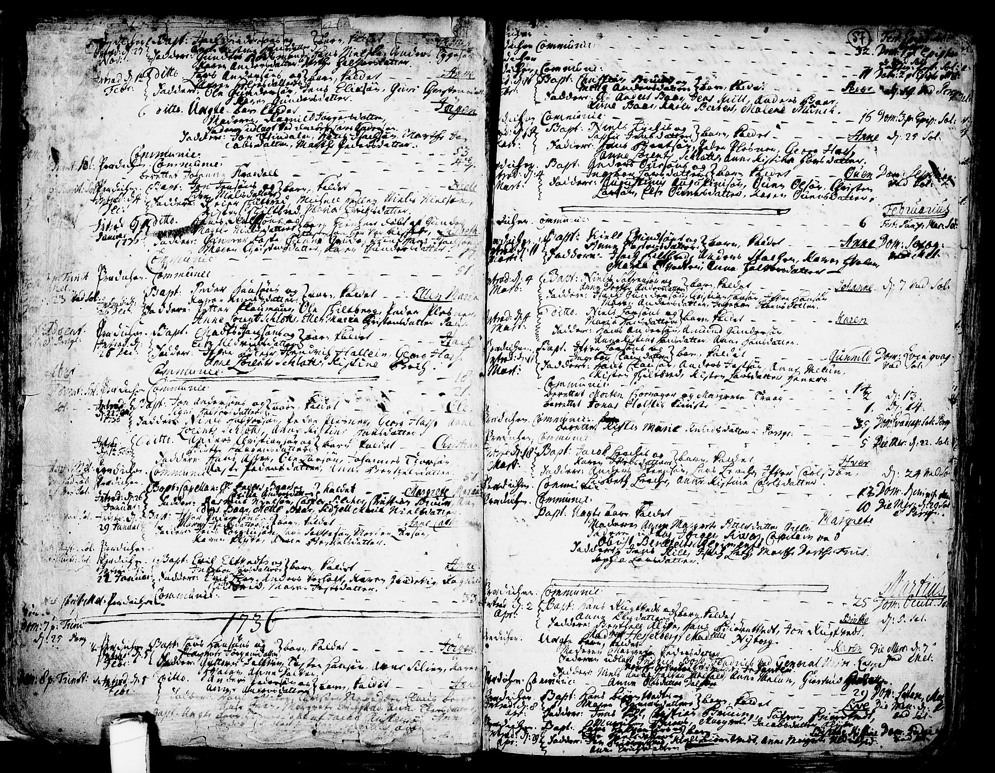 Solum kirkebøker, SAKO/A-306/F/Fa/L0002: Parish register (official) no. I 2, 1713-1761, p. 57