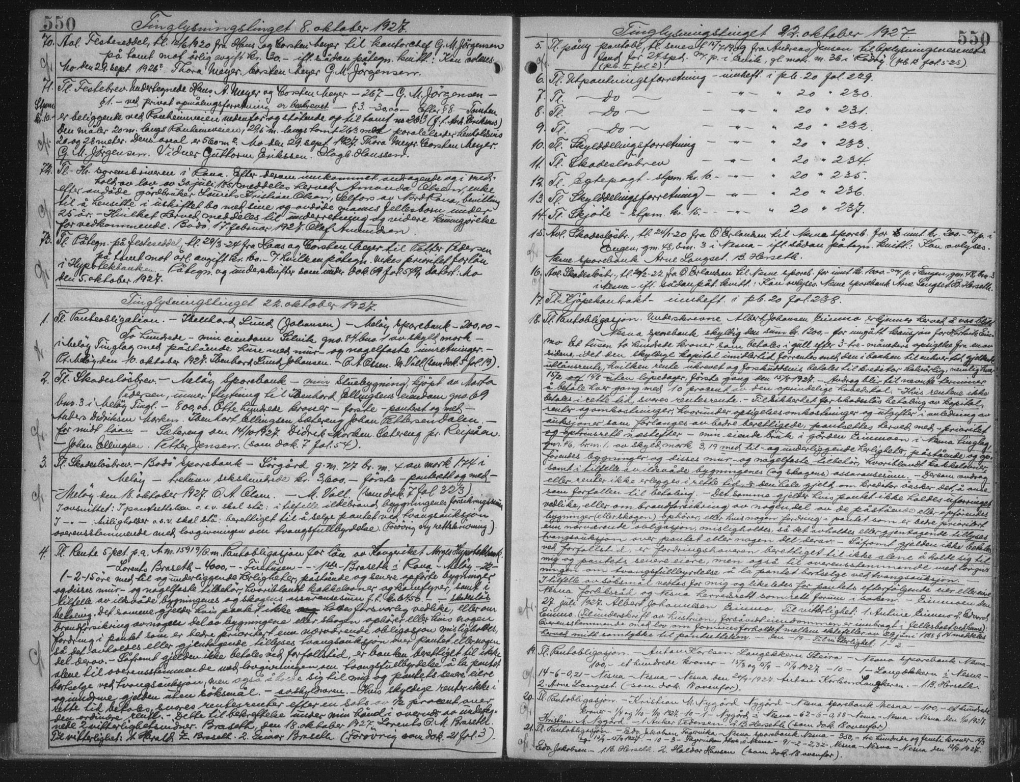 Rana sorenskriveri , AV/SAT-A-1108/1/2/2C/L0018: Mortgage book no. 18, 1923-1928, p. 550, Deed date: 22.10.1927