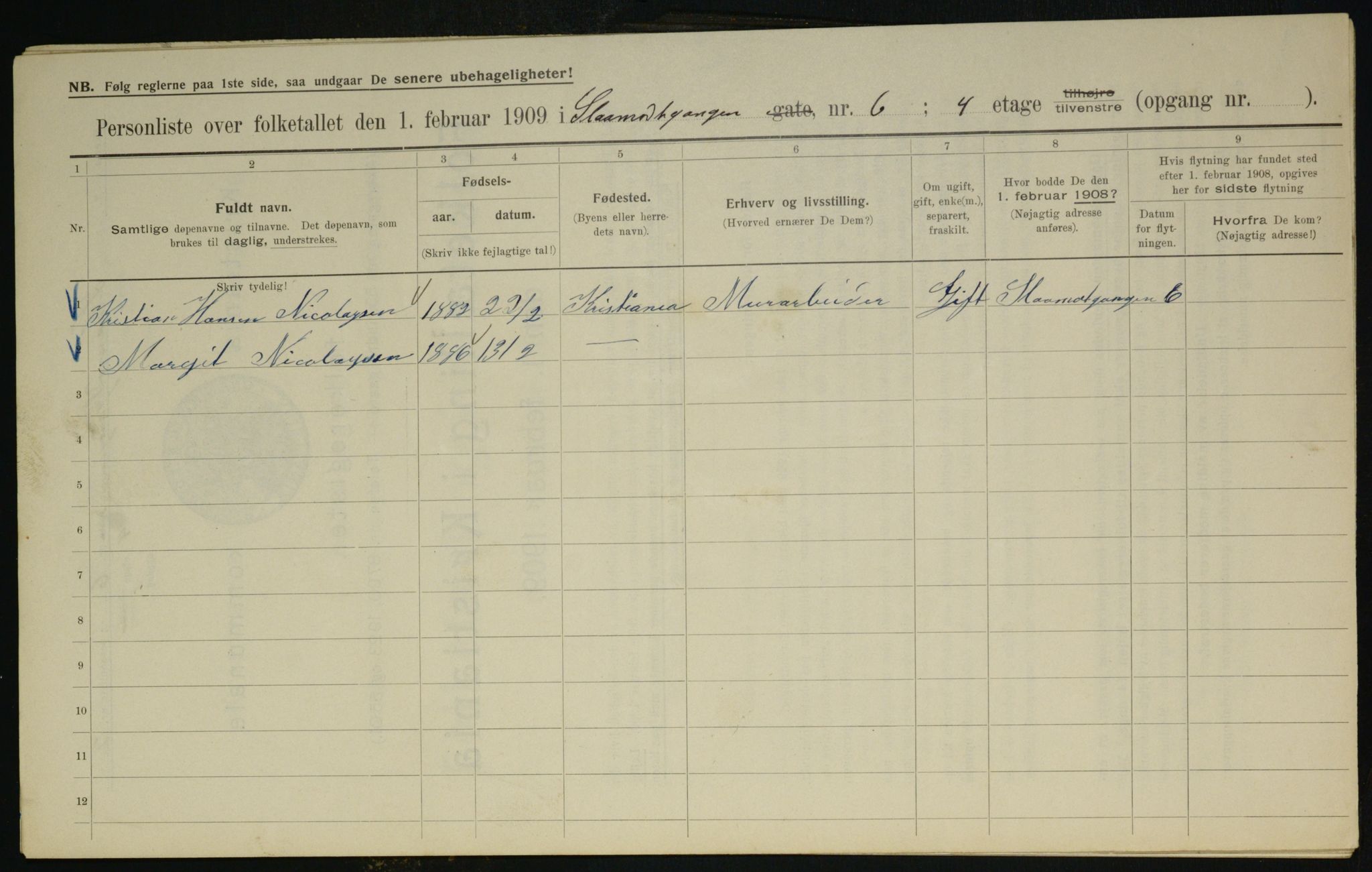 OBA, Municipal Census 1909 for Kristiania, 1909, p. 87924