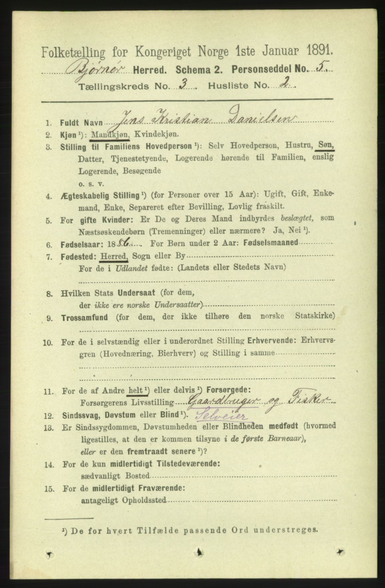 RA, 1891 census for 1632 Bjørnør, 1891, p. 1203