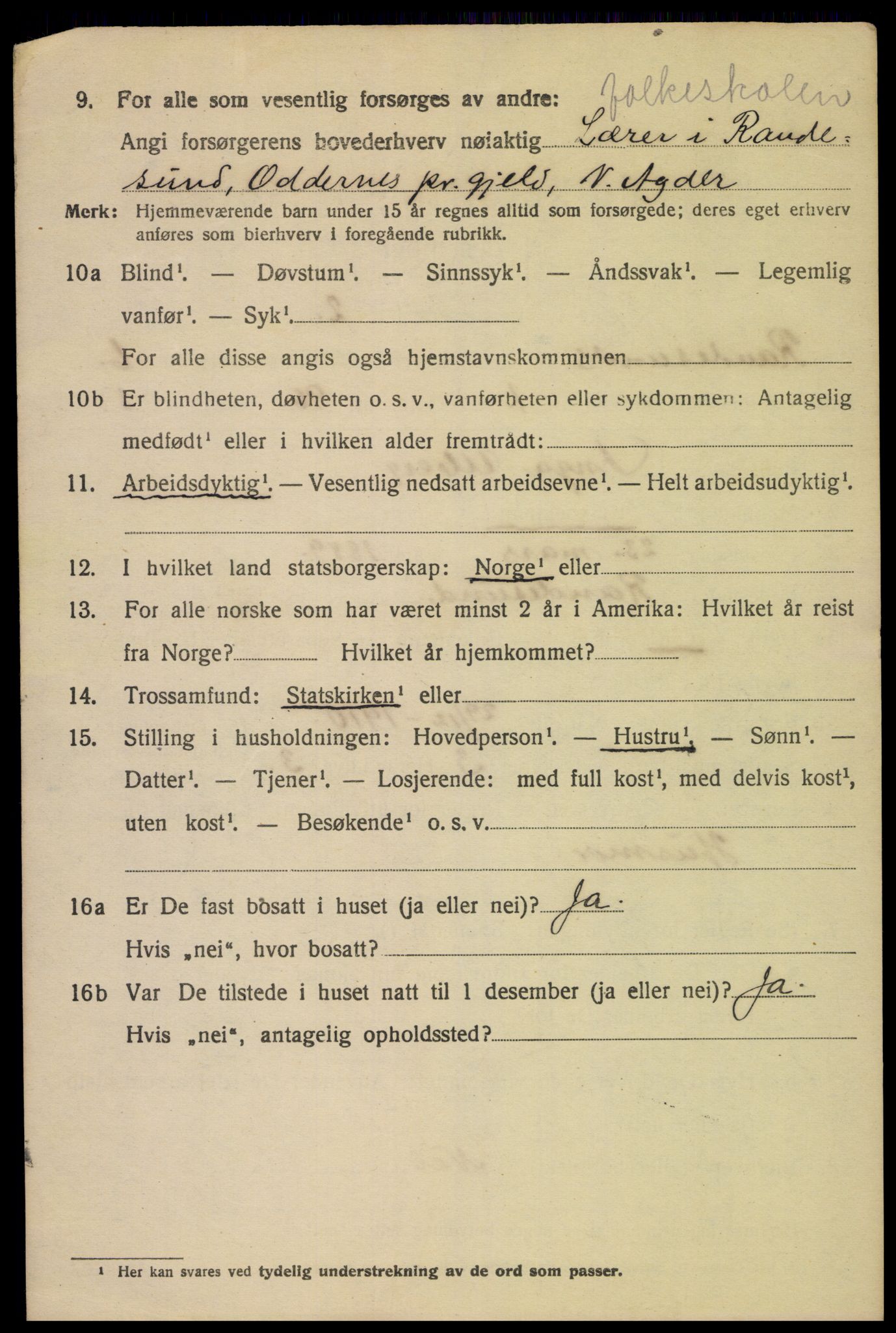 SAK, 1920 census for Randesund, 1920, p. 2749