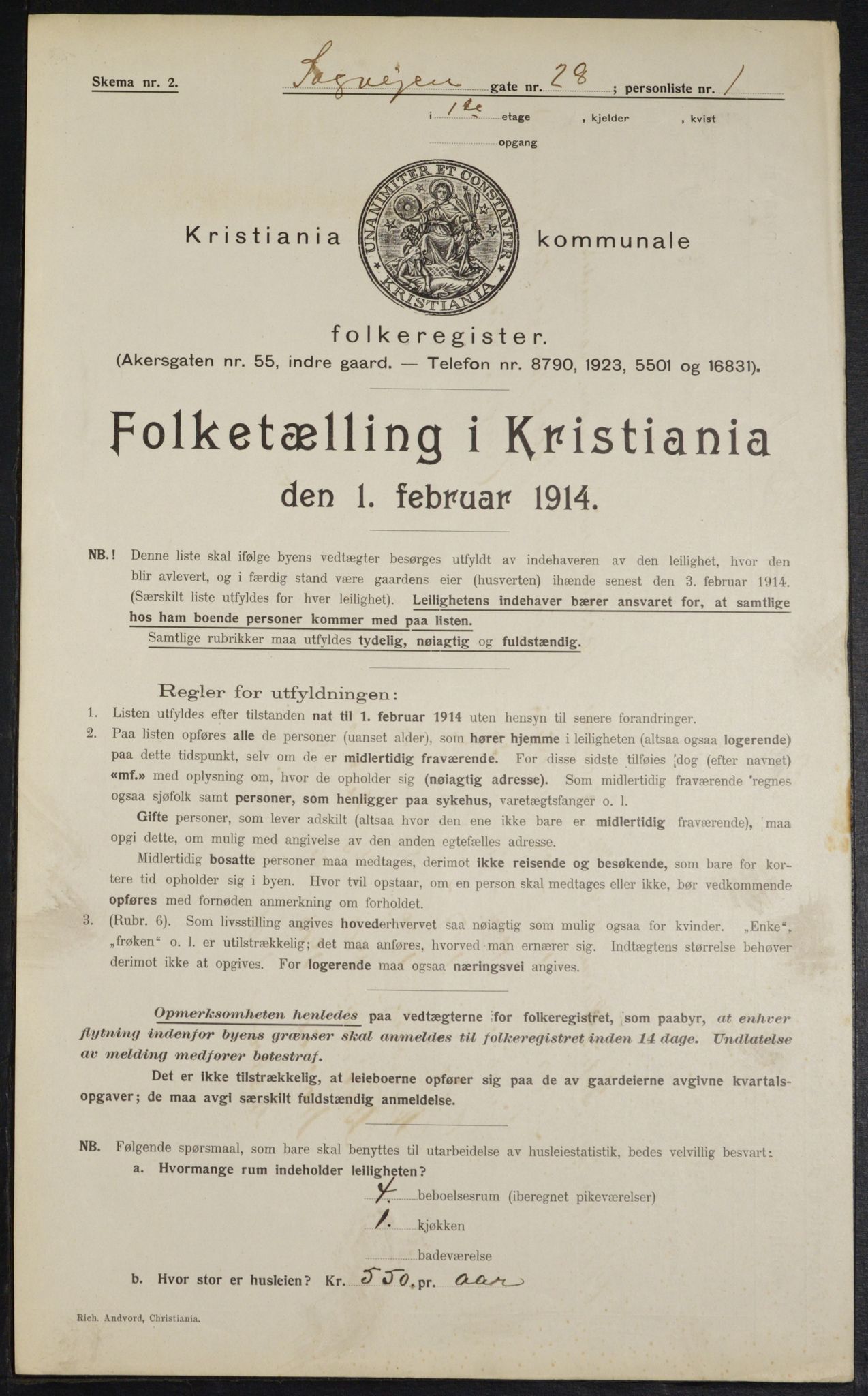 OBA, Municipal Census 1914 for Kristiania, 1914, p. 86492