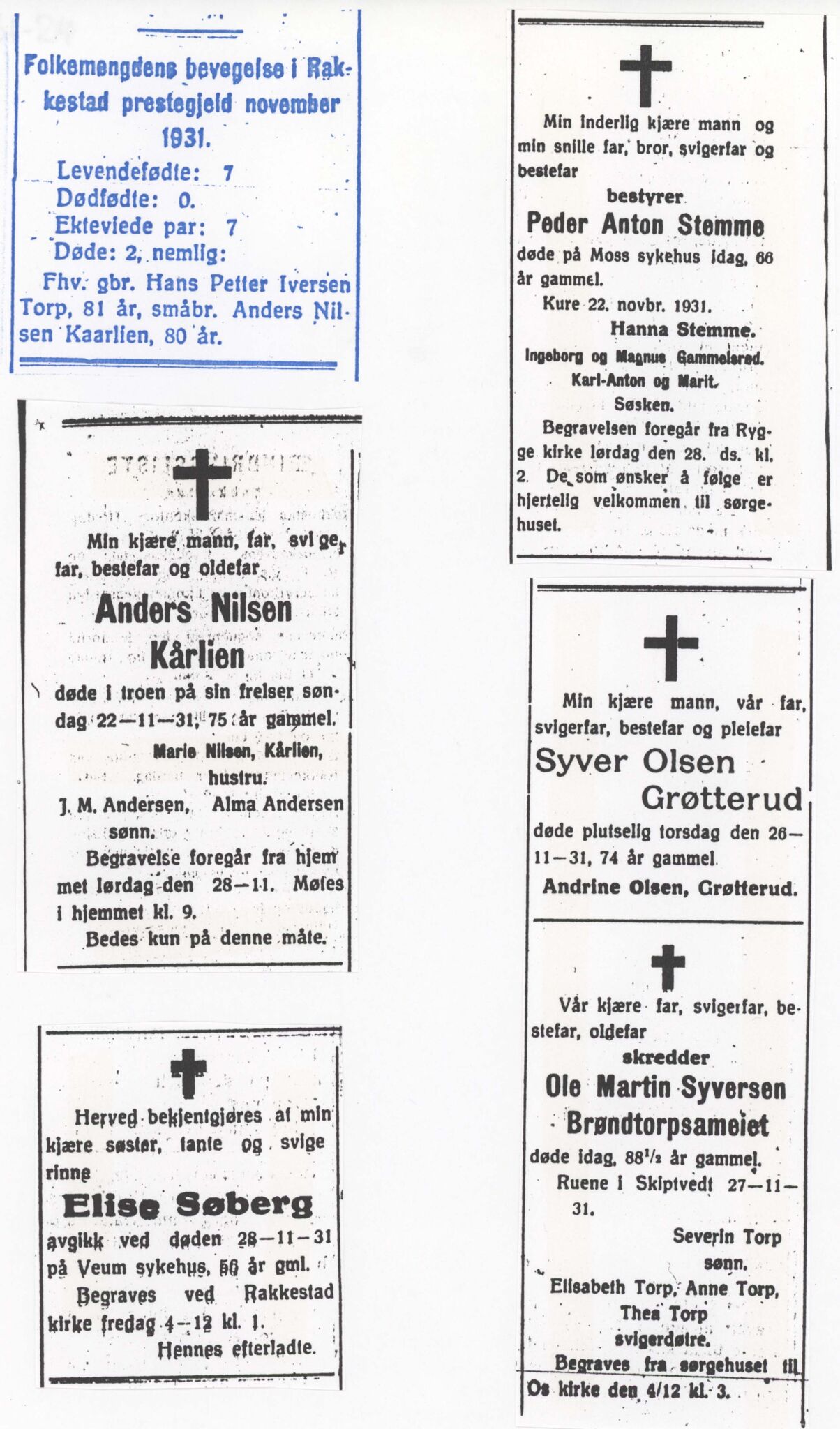 , Dødsannonser lokalaviser Rakkestad 1931-1935, 1931-1935, p. 2