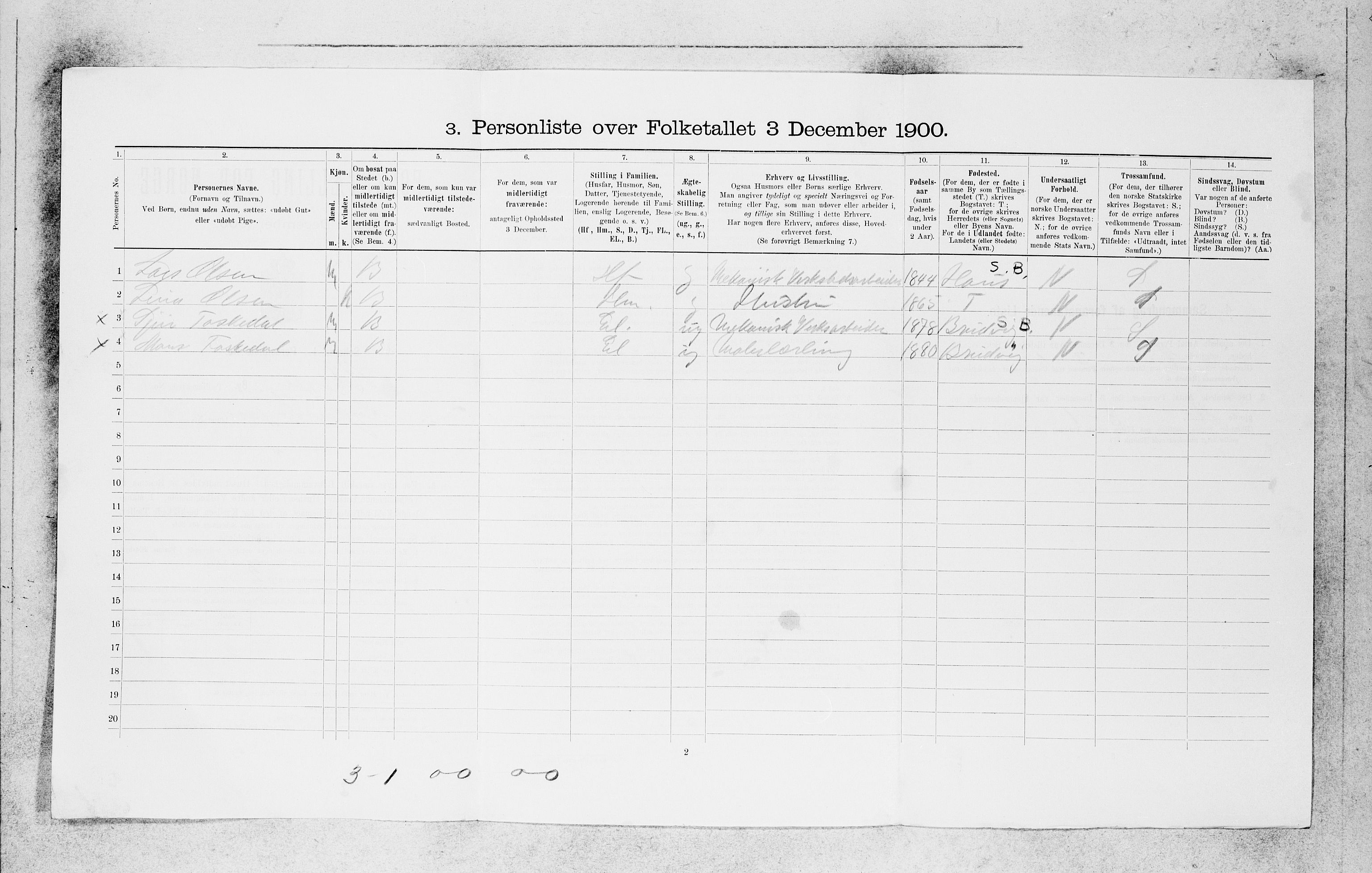 SAB, 1900 census for Bergen, 1900, p. 28456