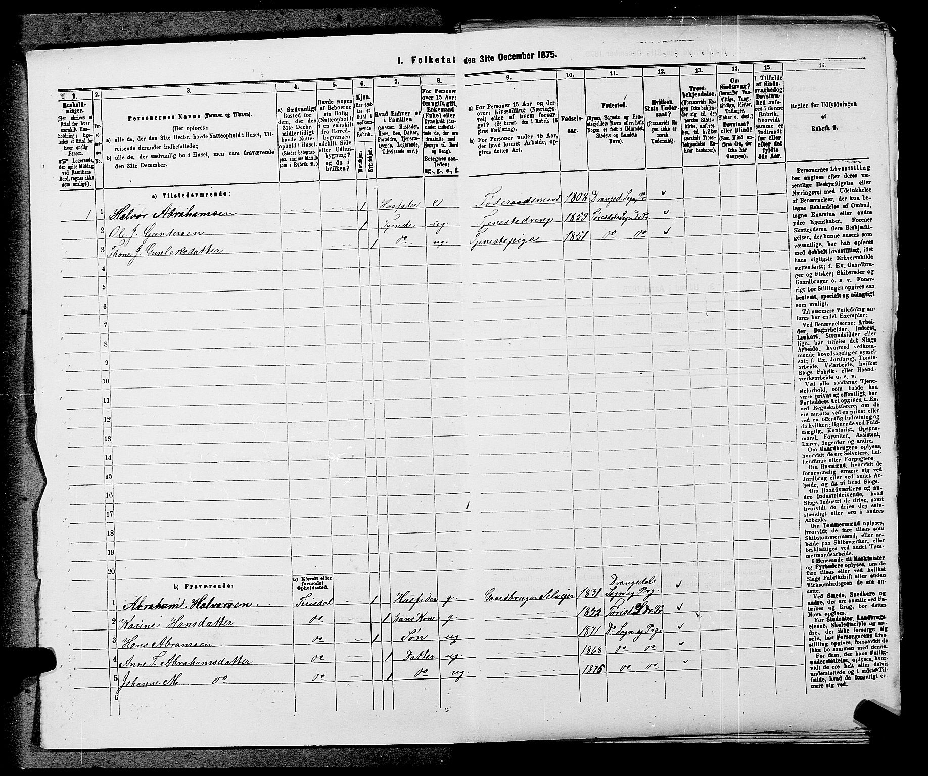 SAKO, 1875 census for 0817P Drangedal, 1875, p. 669