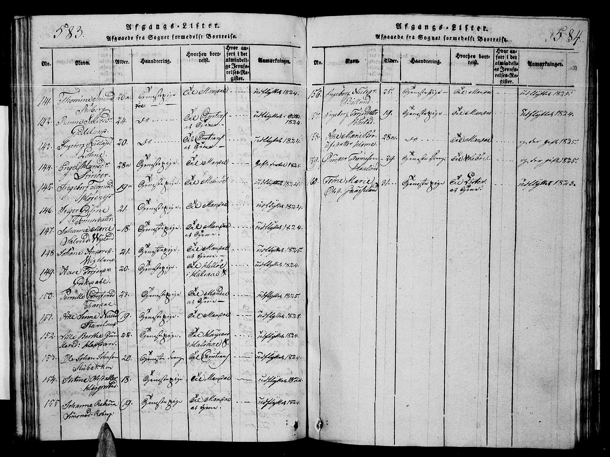 Sør-Audnedal sokneprestkontor, AV/SAK-1111-0039/F/Fb/Fbb/L0001: Parish register (copy) no. B 1, 1815-1827, p. 583-584