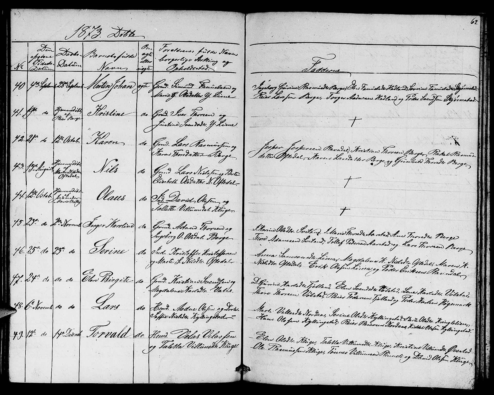 Lye sokneprestkontor, AV/SAST-A-101794/001/30BB/L0003: Parish register (copy) no. B 3, 1852-1874, p. 62