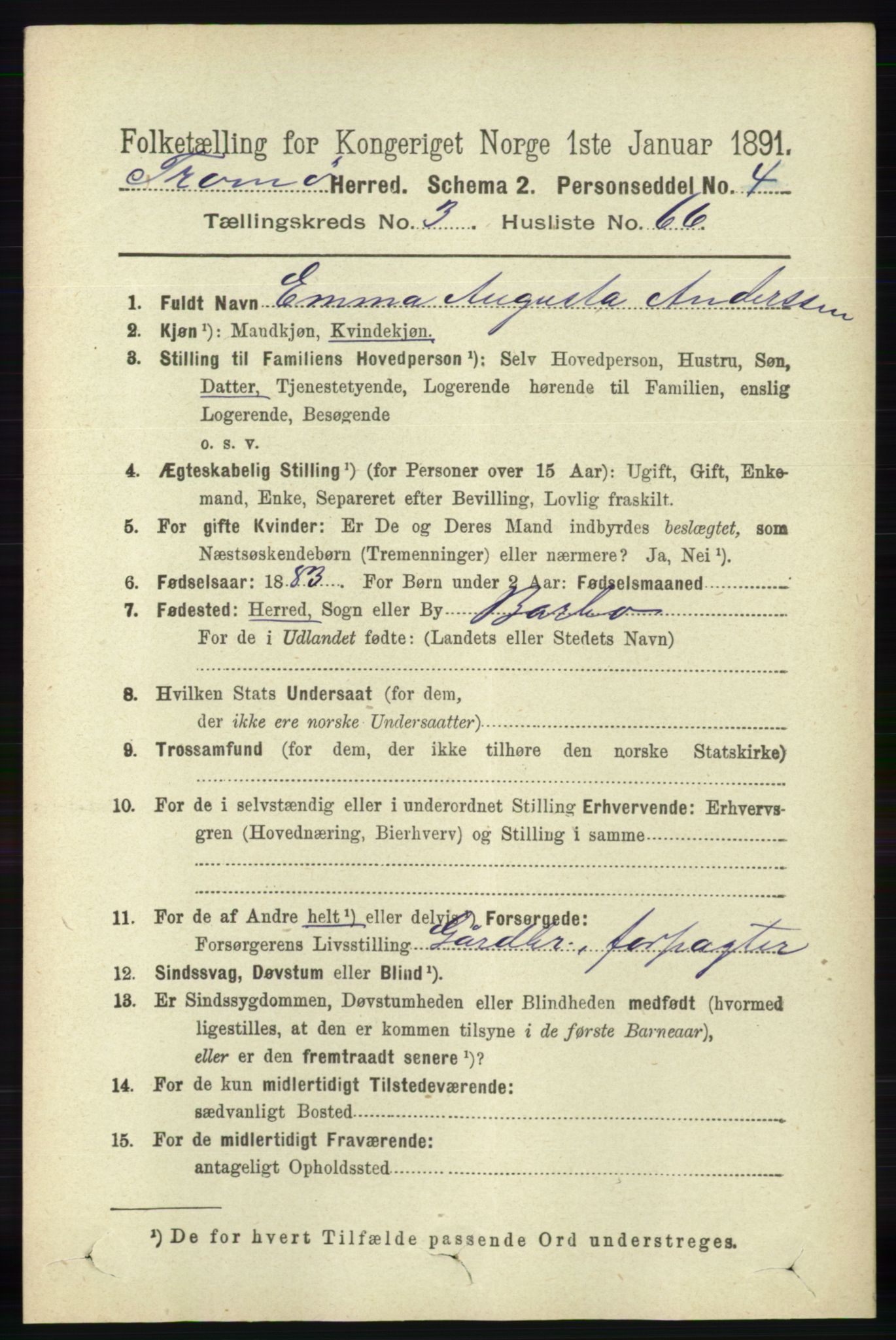 RA, 1891 census for 0921 Tromøy, 1891, p. 1347