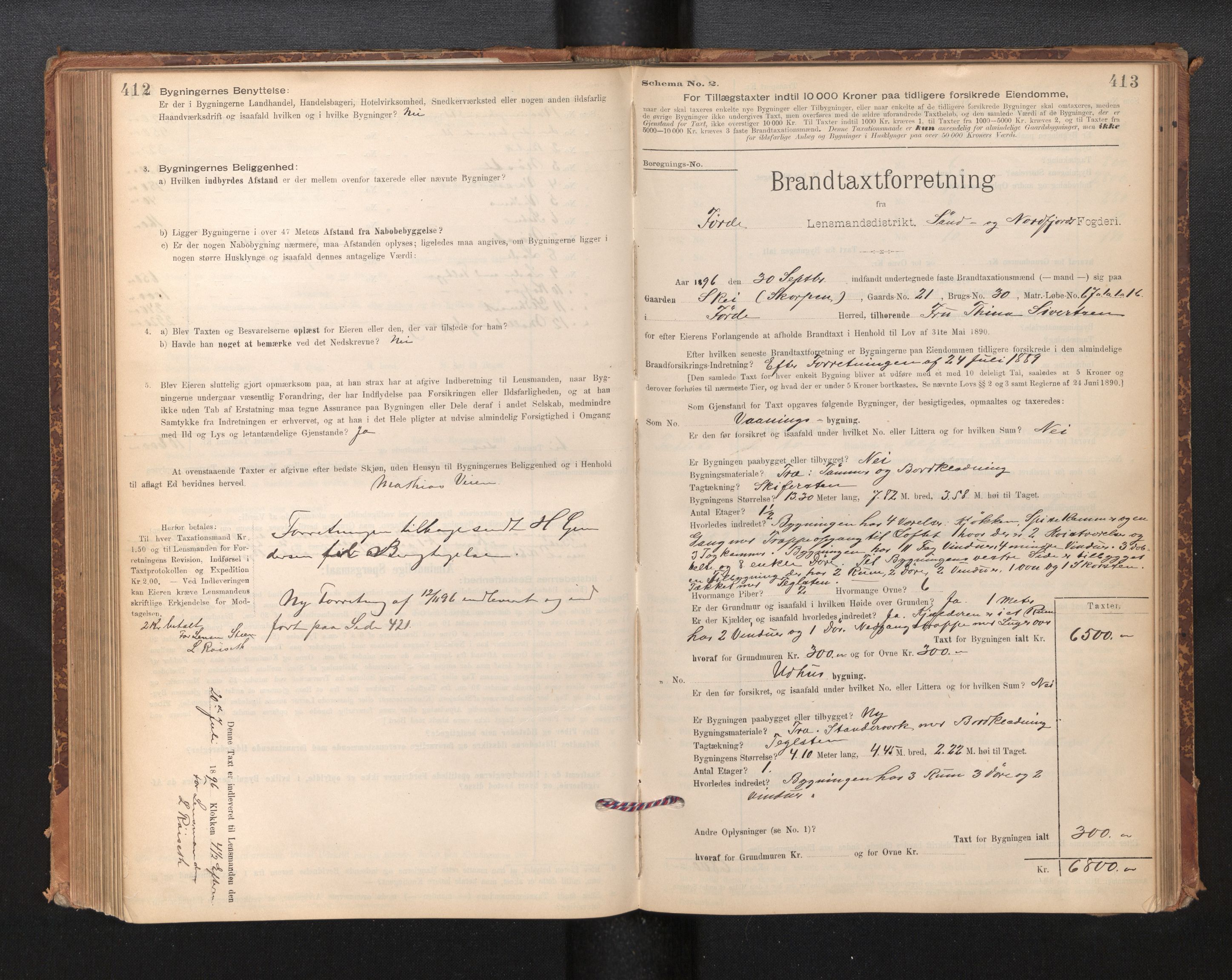 Lensmannen i Førde, AV/SAB-A-27401/0012/L0008: Branntakstprotokoll, skjematakst, 1895-1922, p. 412-413