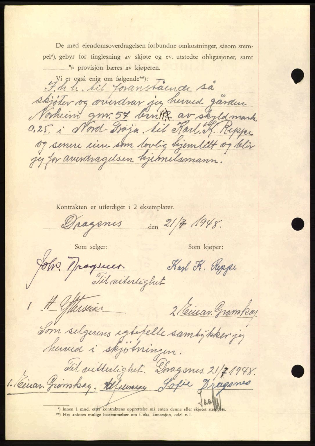 Hitra sorenskriveri, AV/SAT-A-0018/2/2C/2Ca: Mortgage book no. A5, 1947-1948, Diary no: : 957/1948