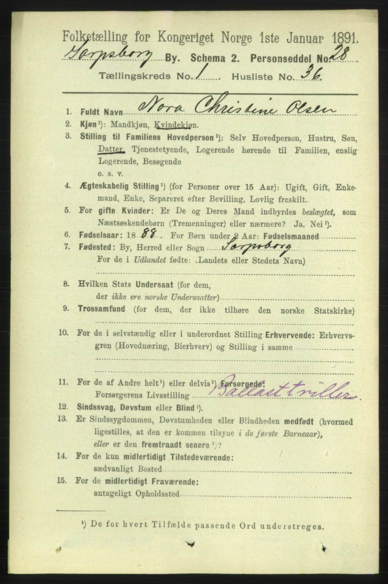 RA, 1891 census for 0102 Sarpsborg, 1891, p. 551