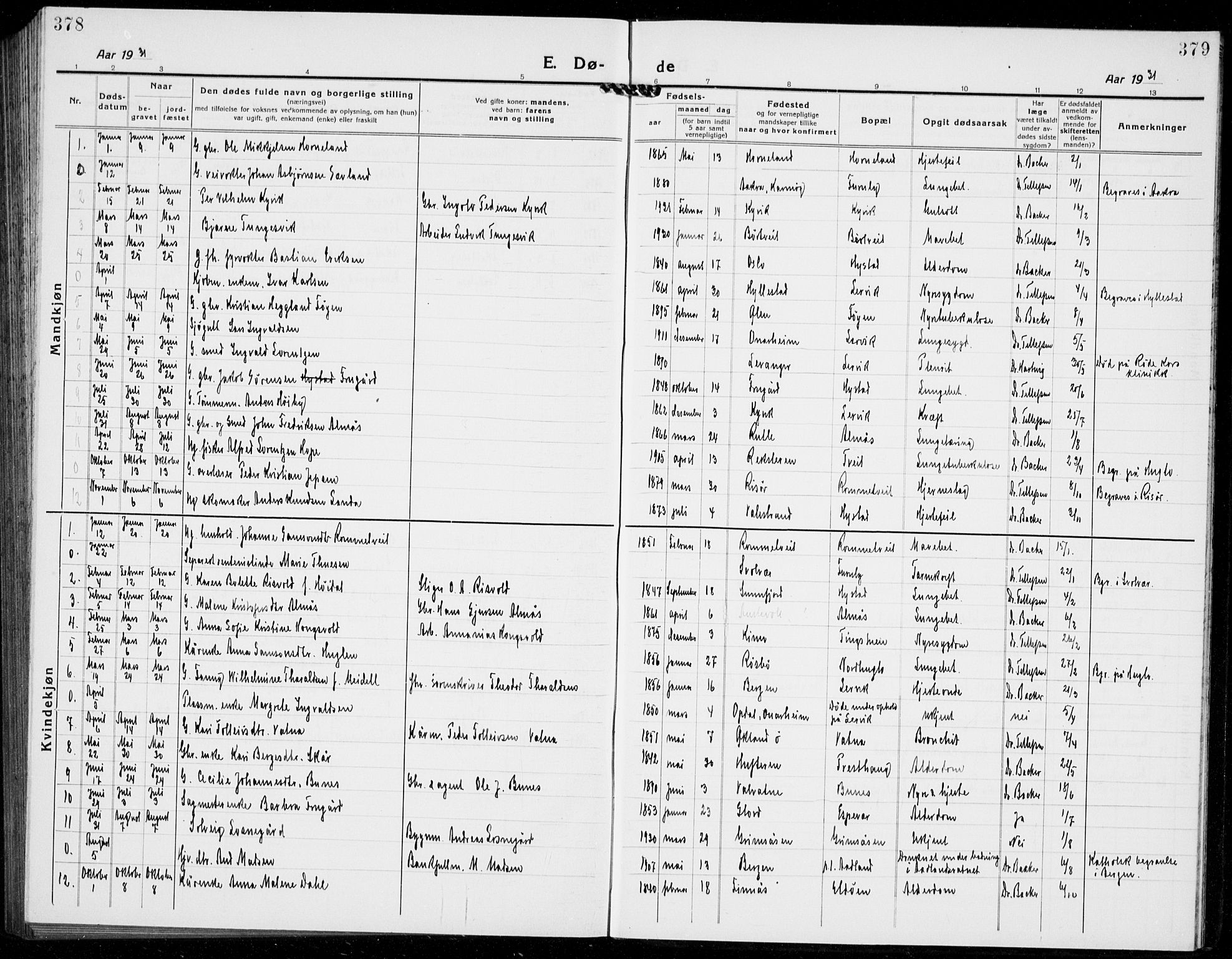 Stord sokneprestembete, SAB/A-78201/H/Hab: Parish register (copy) no. A 4, 1919-1933, p. 378-379