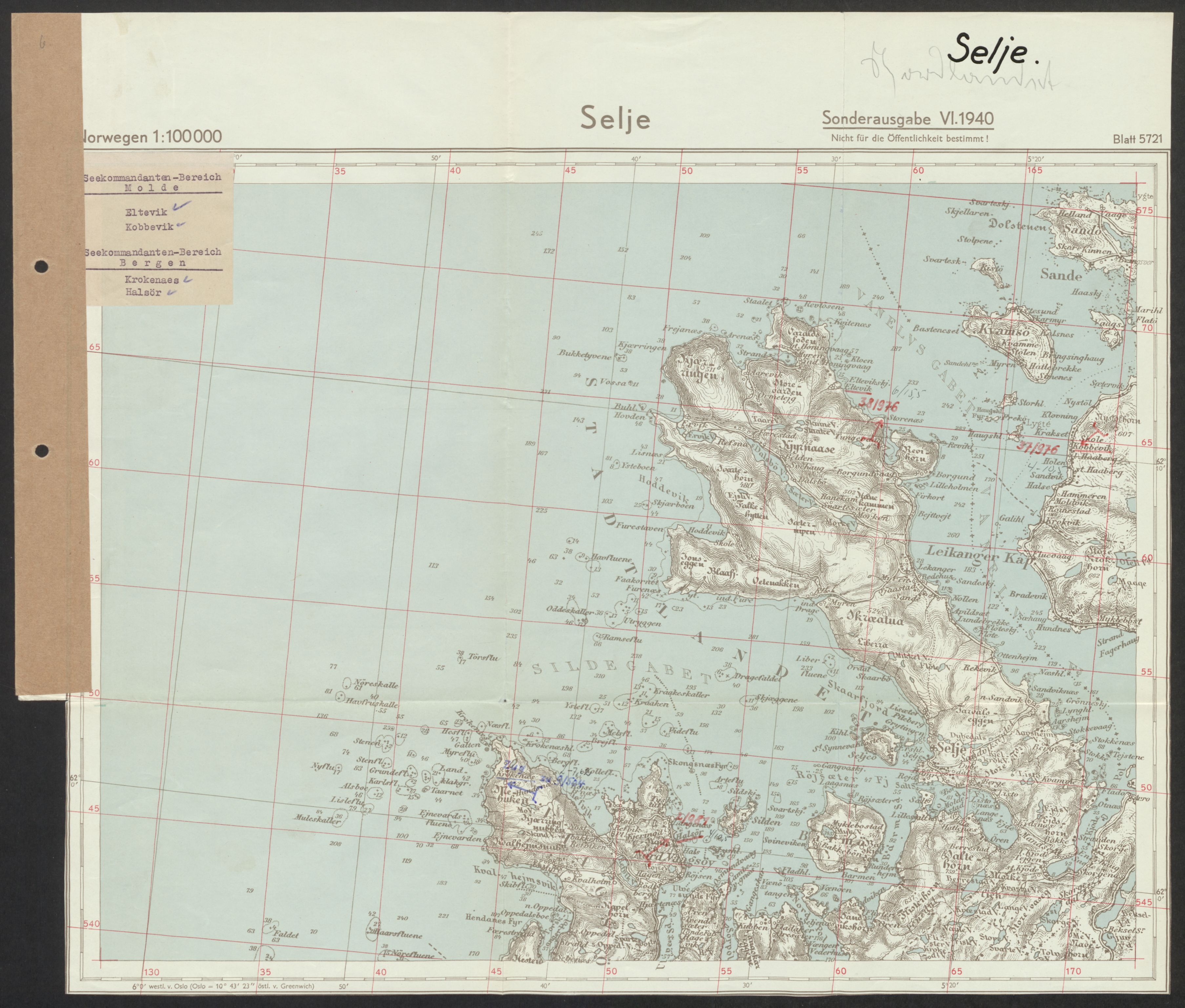 Forsvaret, Generalinspektør og sjefen for Kystartilleriet, AV/RA-RAFA-2045/F/Fa/L0016: Tyske oversiktskarter over festningsanlegg, 1940-1945, p. 255