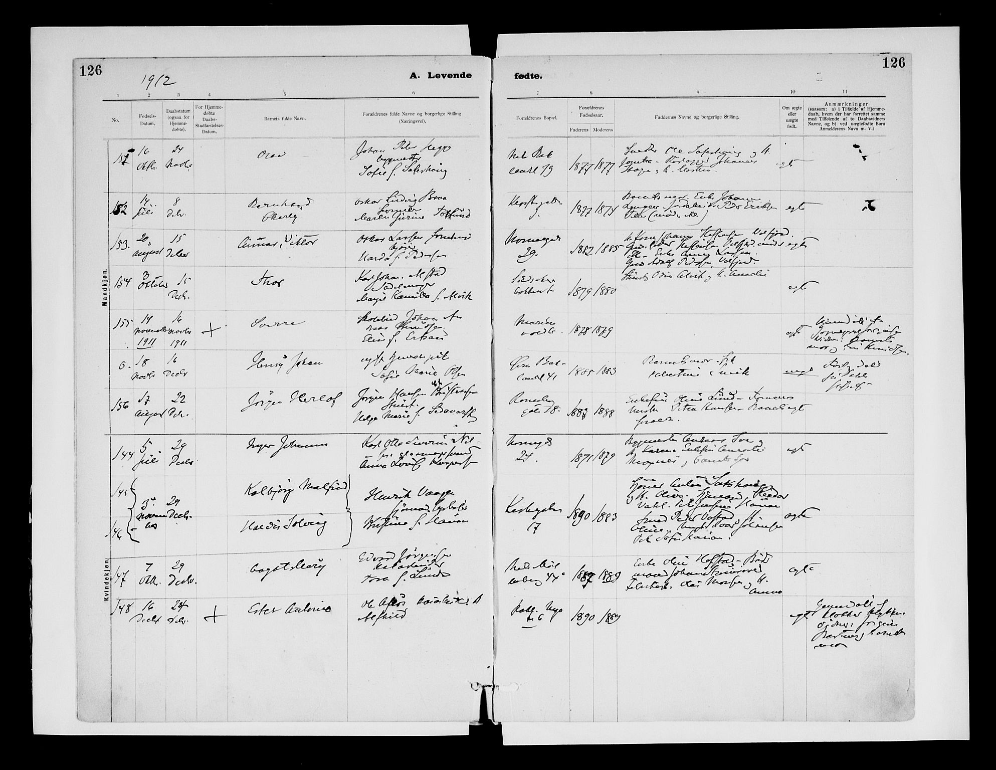 Ministerialprotokoller, klokkerbøker og fødselsregistre - Sør-Trøndelag, SAT/A-1456/604/L0203: Parish register (official) no. 604A23, 1908-1916, p. 126