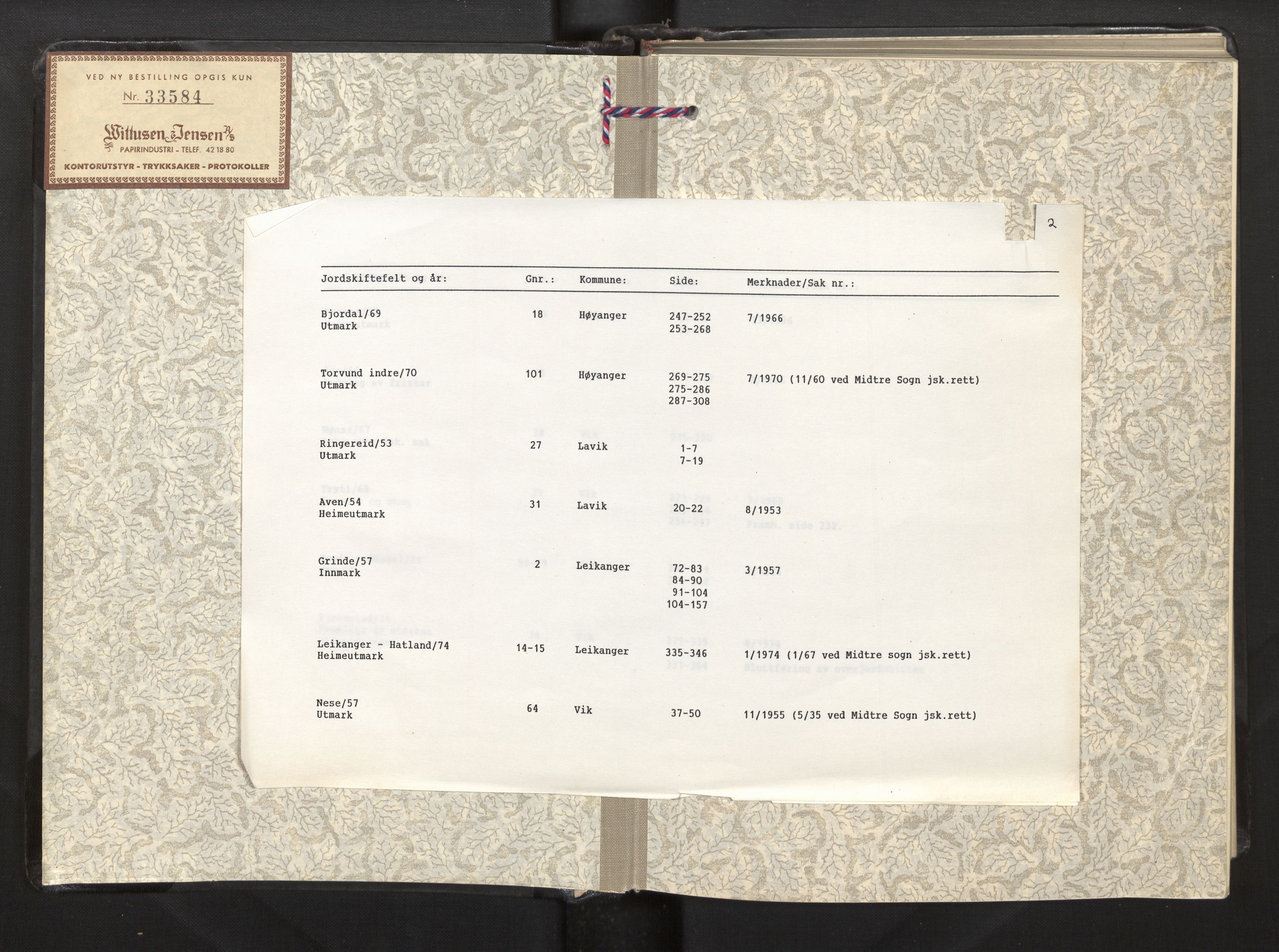 Overdommaren i Sogn og Fjordane jordskiftedøme, AV/SAB-A-5701/A/L0002: Overrettsprotokoll, 1953-1974