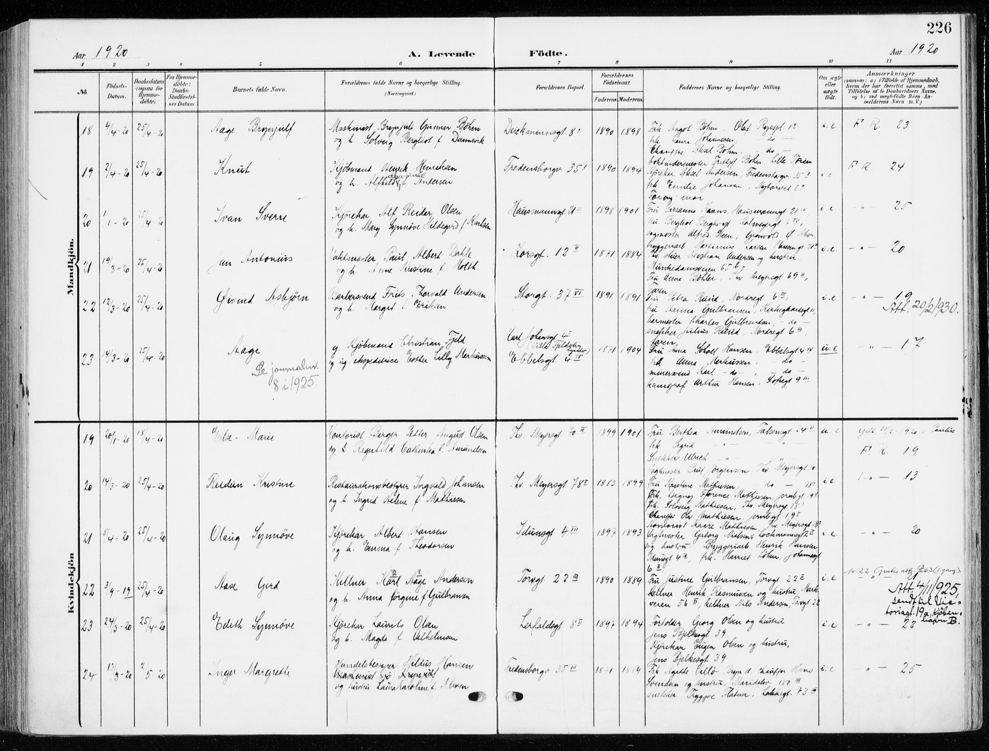 Jakob prestekontor Kirkebøker, AV/SAO-A-10850/F/Fa/L0005b: Parish register (official) no. 5b, 1904-1922, p. 226