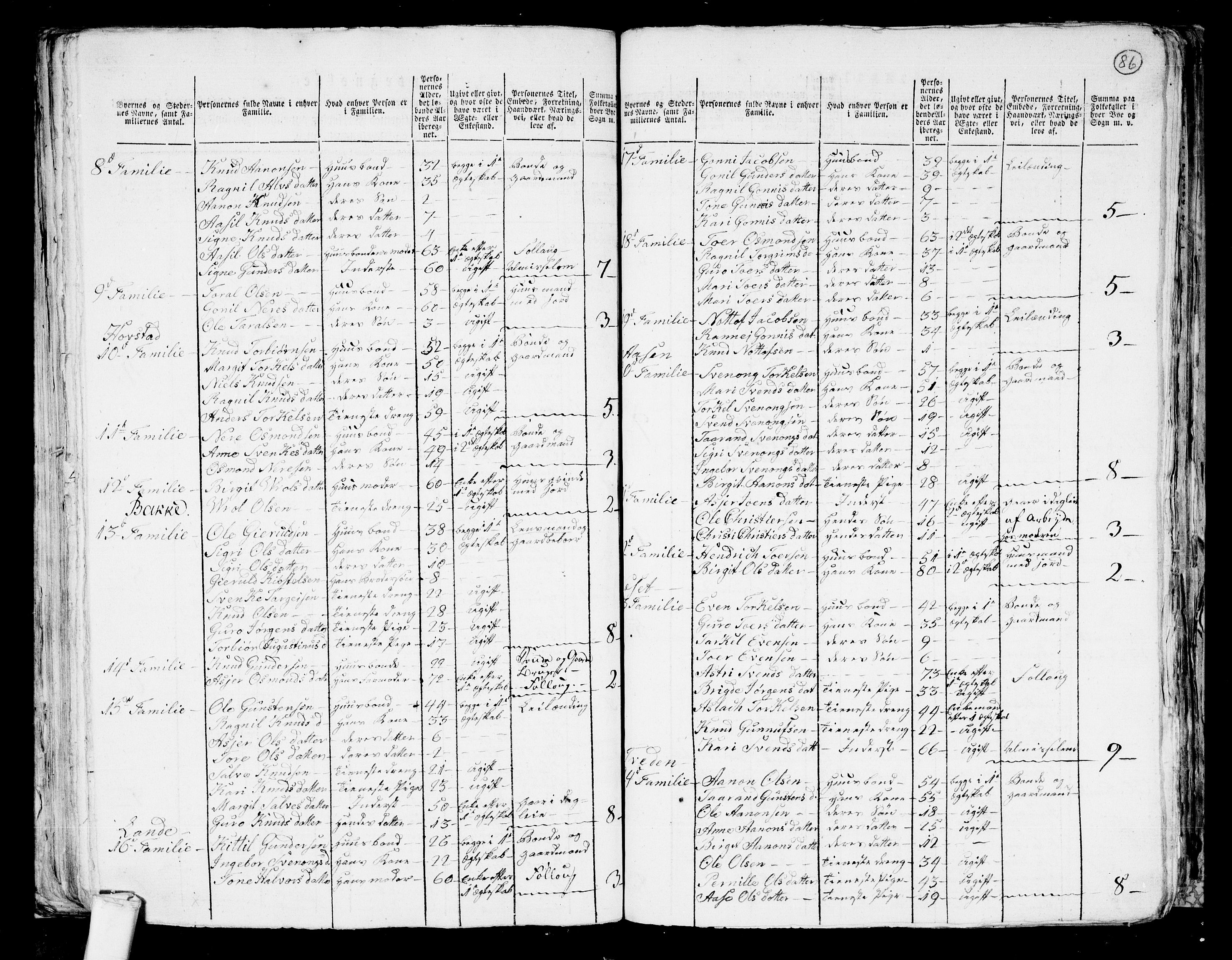RA, 1801 census for 0938P Bygland, 1801, p. 85b-86a