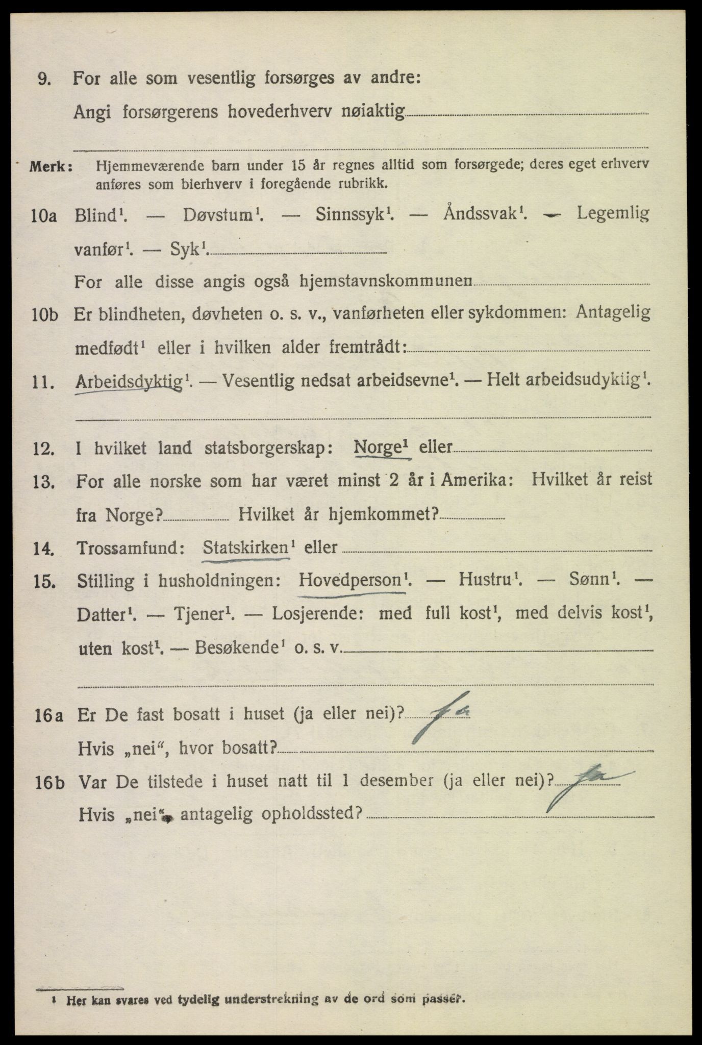 SAH, 1920 census for Fåberg, 1920, p. 9525