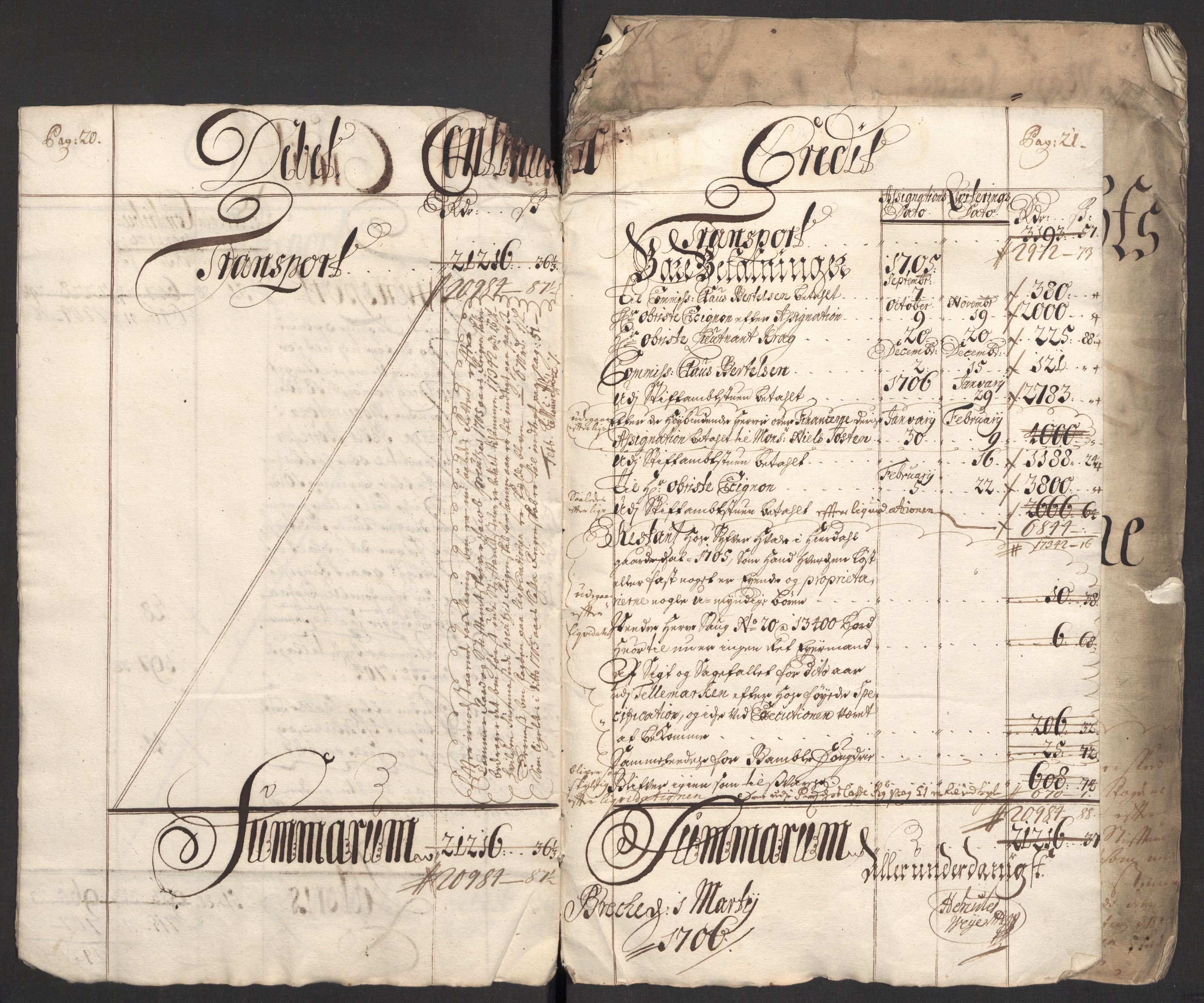 Rentekammeret inntil 1814, Reviderte regnskaper, Fogderegnskap, AV/RA-EA-4092/R36/L2113: Fogderegnskap Øvre og Nedre Telemark og Bamble, 1705, p. 13