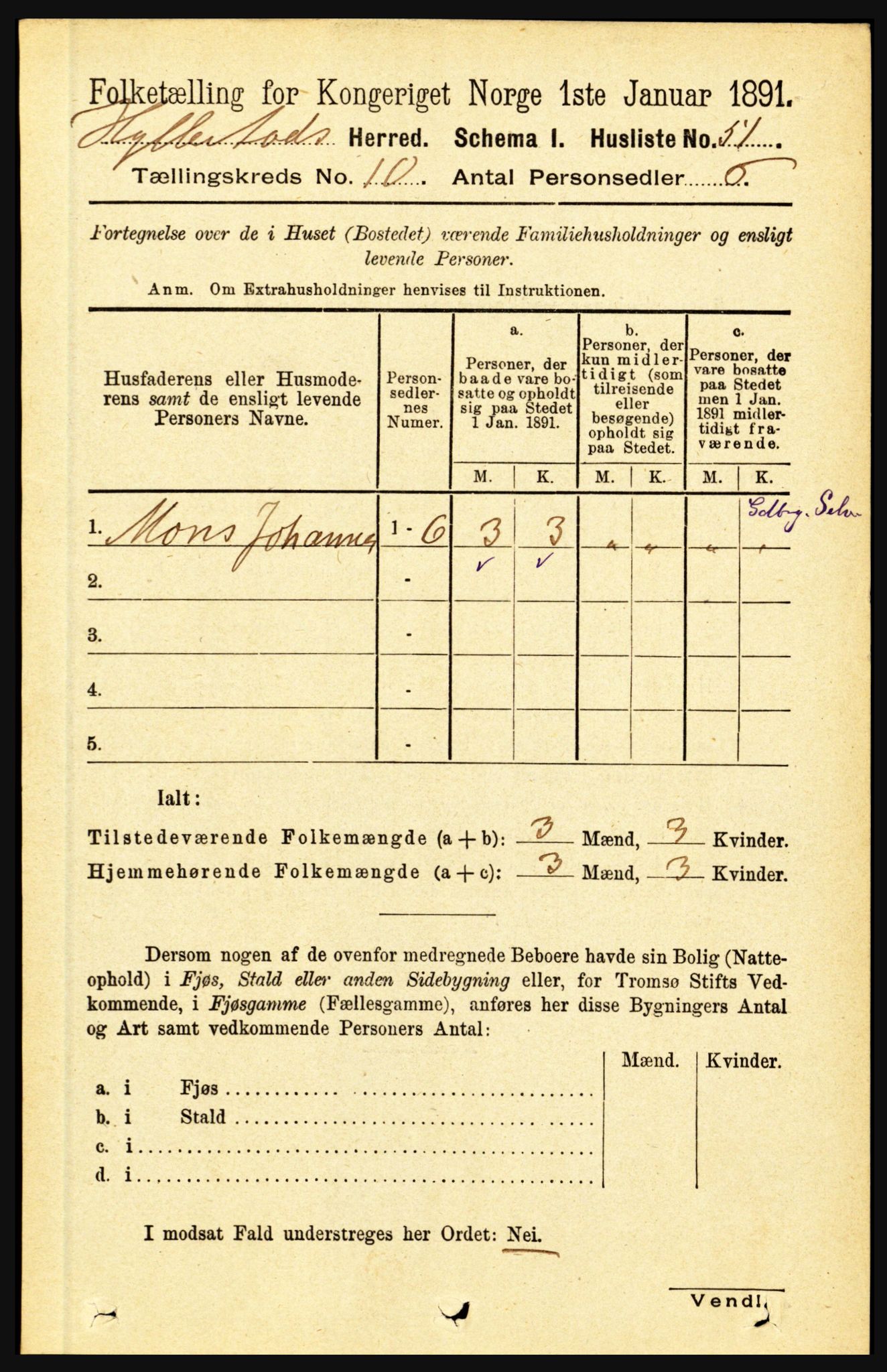 RA, 1891 census for 1413 Hyllestad, 1891, p. 1673