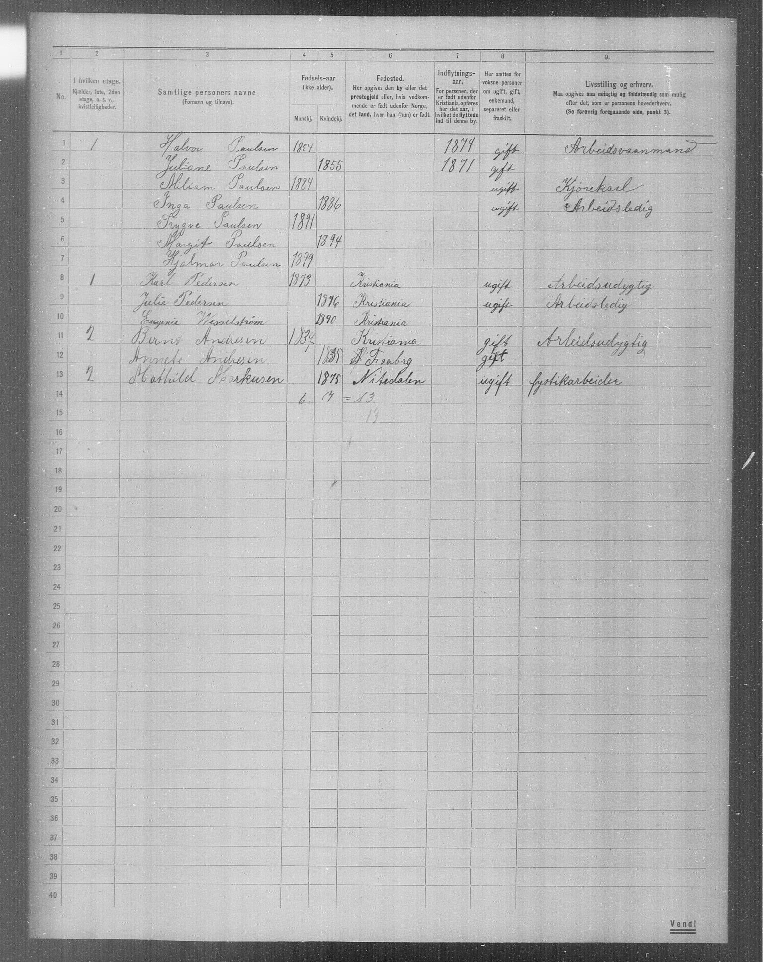 OBA, Municipal Census 1904 for Kristiania, 1904, p. 8418