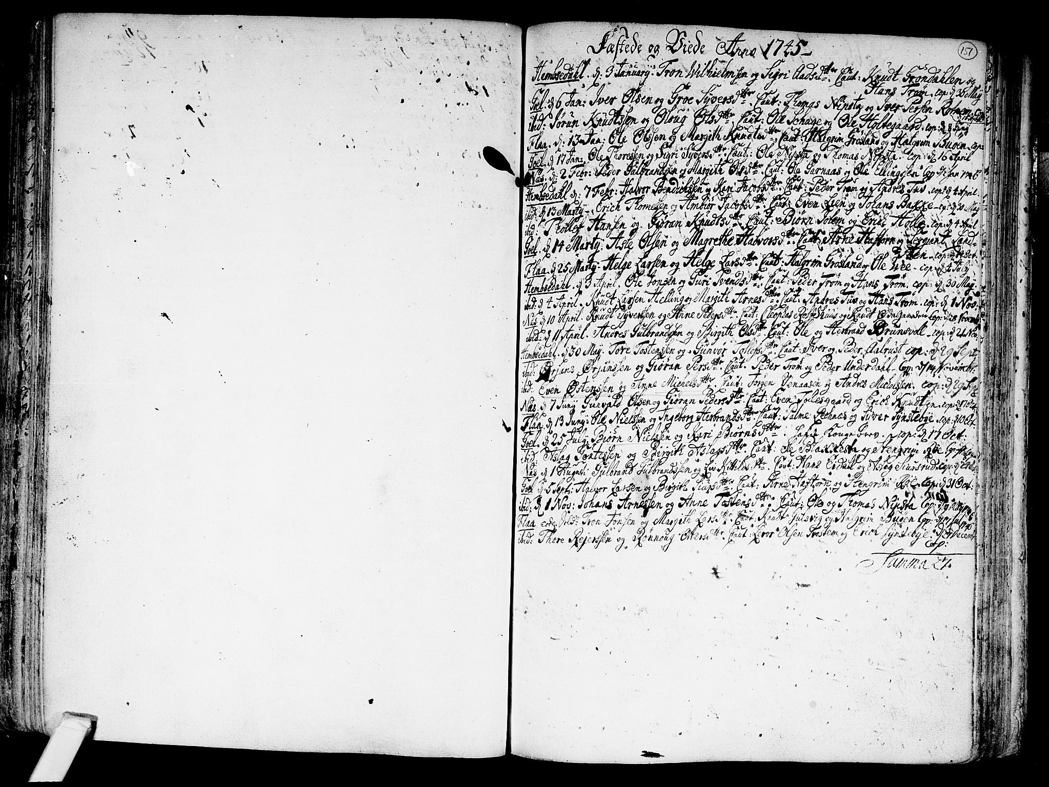 Nes kirkebøker, SAKO/A-236/F/Fa/L0002: Parish register (official) no. 2, 1707-1759, p. 151