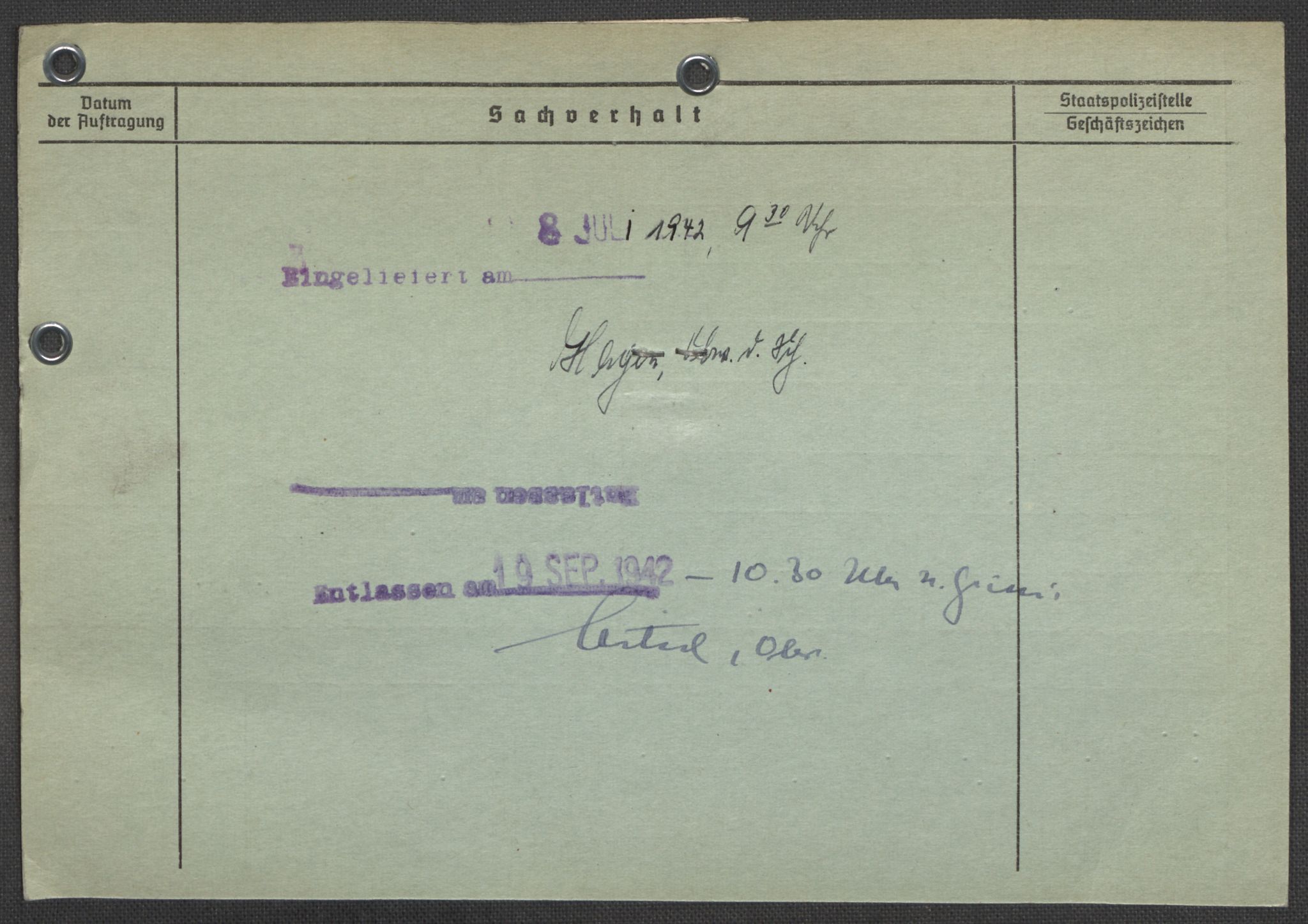 Befehlshaber der Sicherheitspolizei und des SD, AV/RA-RAFA-5969/E/Ea/Eaa/L0010: Register over norske fanger i Møllergata 19: Sø-Å, 1940-1945, p. 407