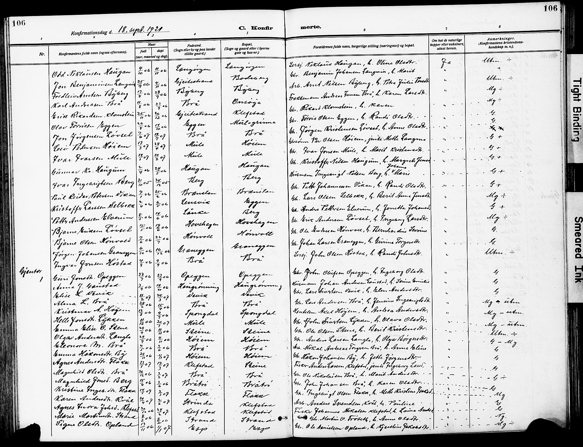 Ministerialprotokoller, klokkerbøker og fødselsregistre - Sør-Trøndelag, SAT/A-1456/612/L0388: Parish register (copy) no. 612C04, 1909-1929, p. 106