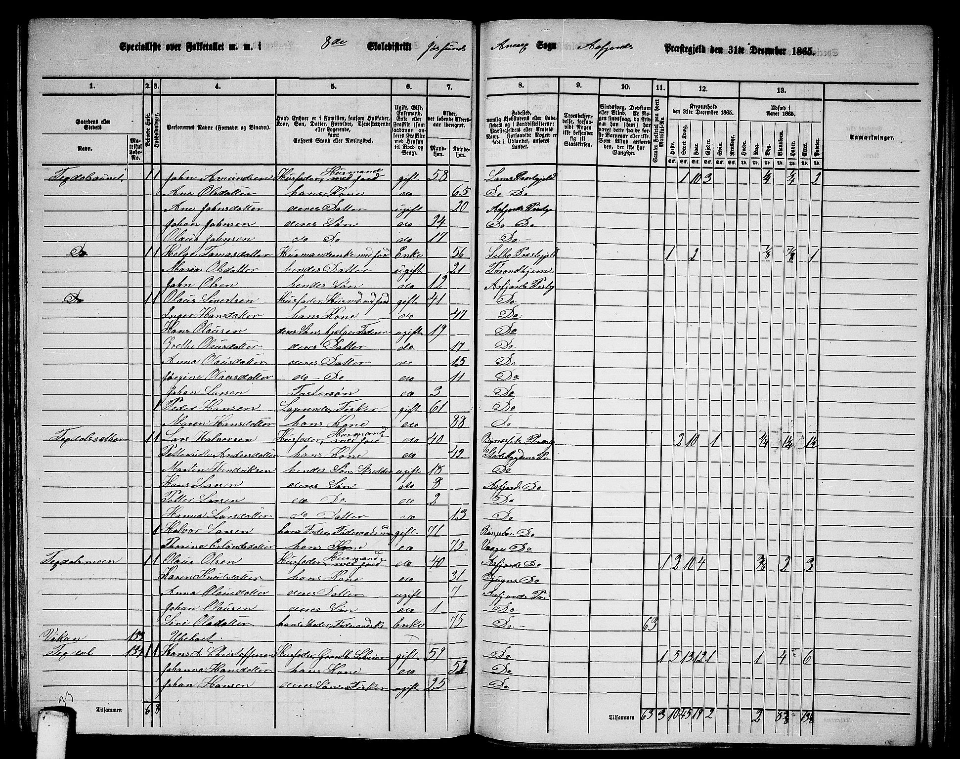 RA, 1865 census for Aafjorden, 1865, p. 96