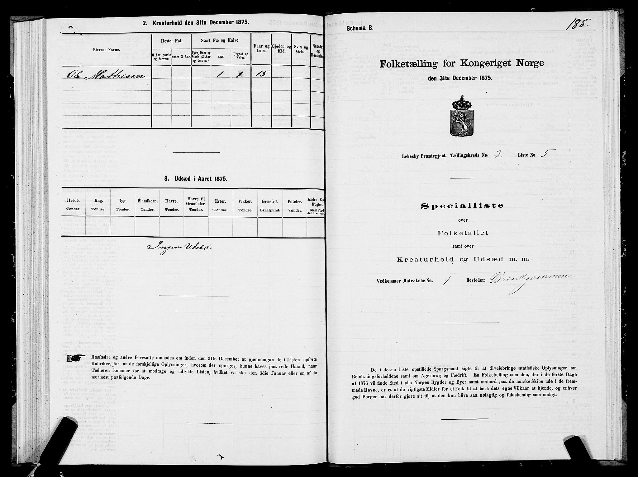 SATØ, 1875 census for 2022P Lebesby, 1875, p. 1185