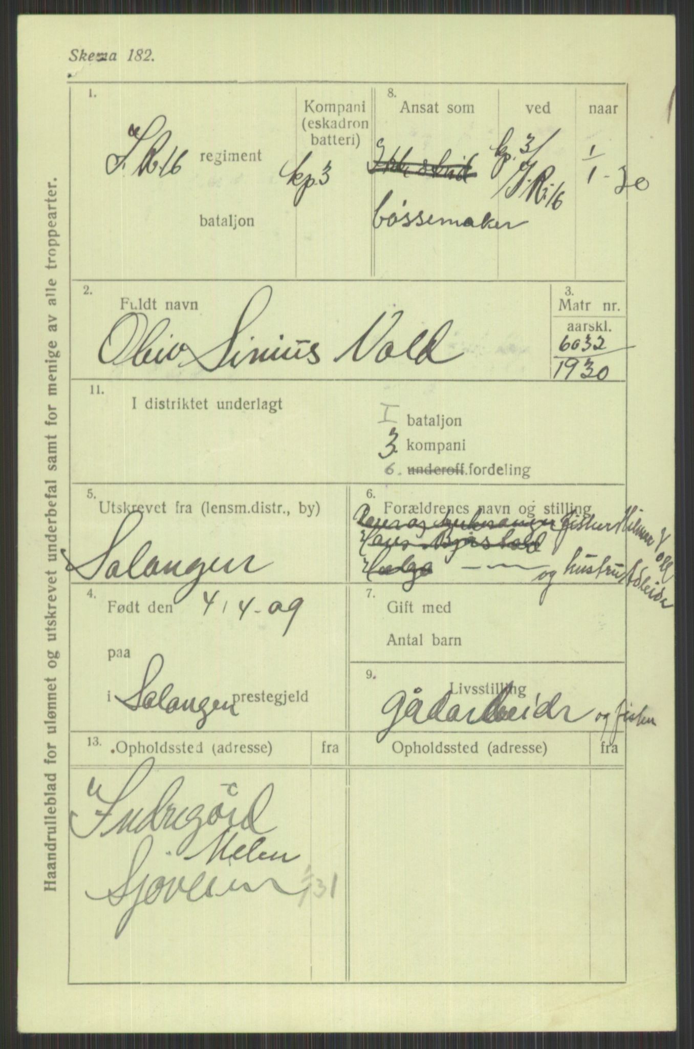 Forsvaret, Troms infanteriregiment nr. 16, AV/RA-RAFA-3146/P/Pa/L0014: Rulleblad for regimentets menige mannskaper, årsklasse 1930, 1930, p. 1083