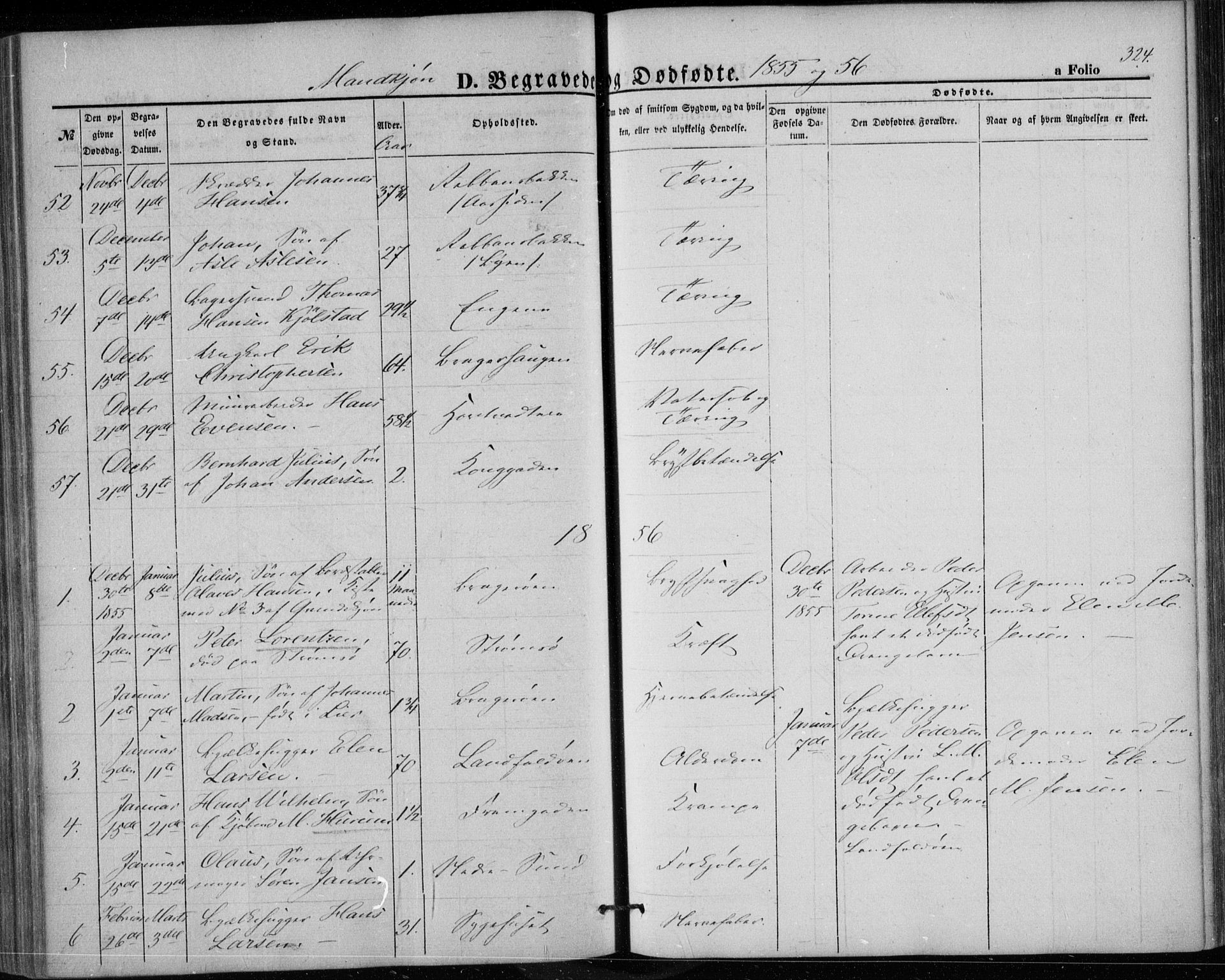 Bragernes kirkebøker, AV/SAKO-A-6/F/Fb/L0002: Parish register (official) no. II 2, 1848-1859, p. 324