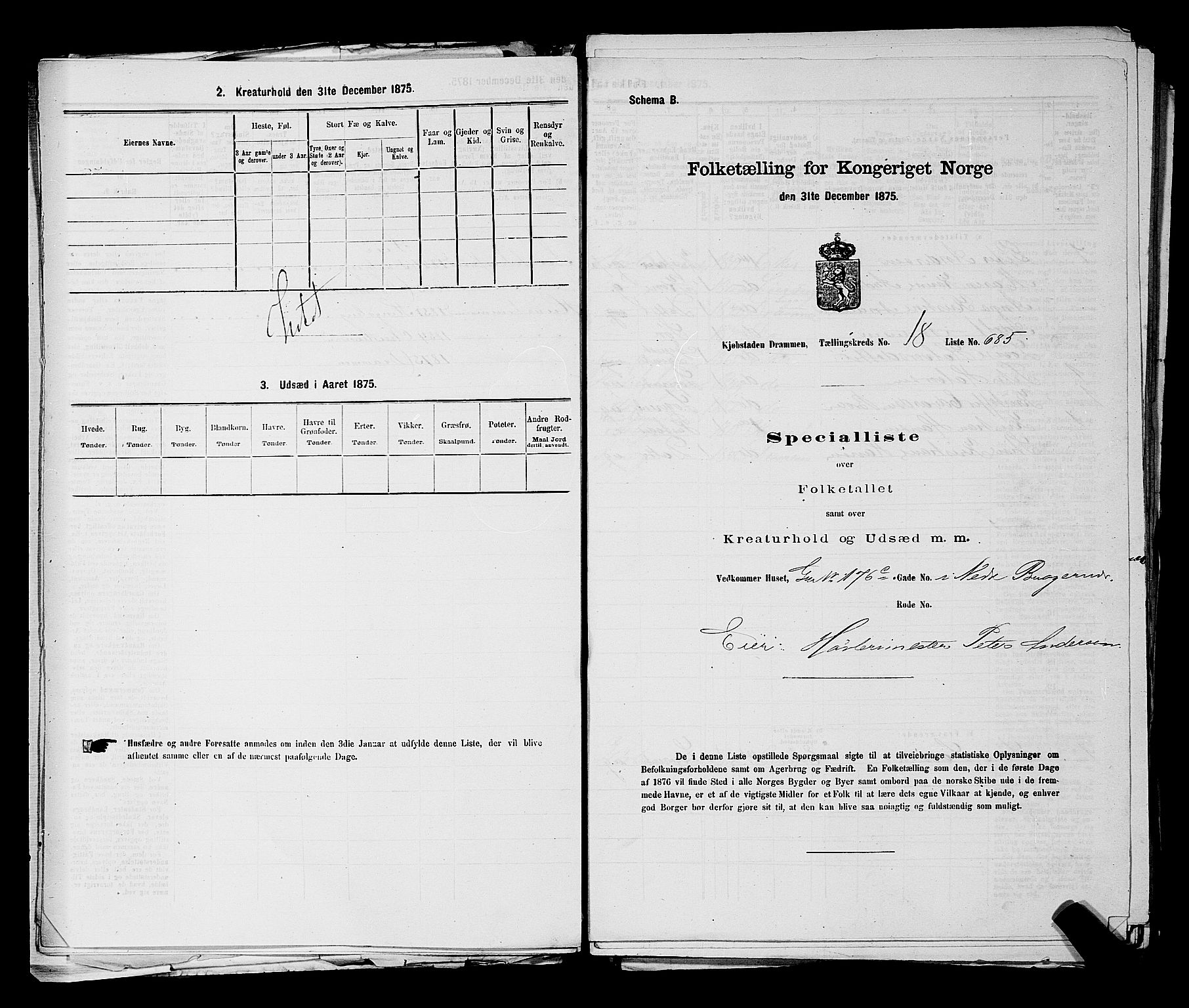 SAKO, 1875 census for 0602 Drammen, 1875, p. 1937